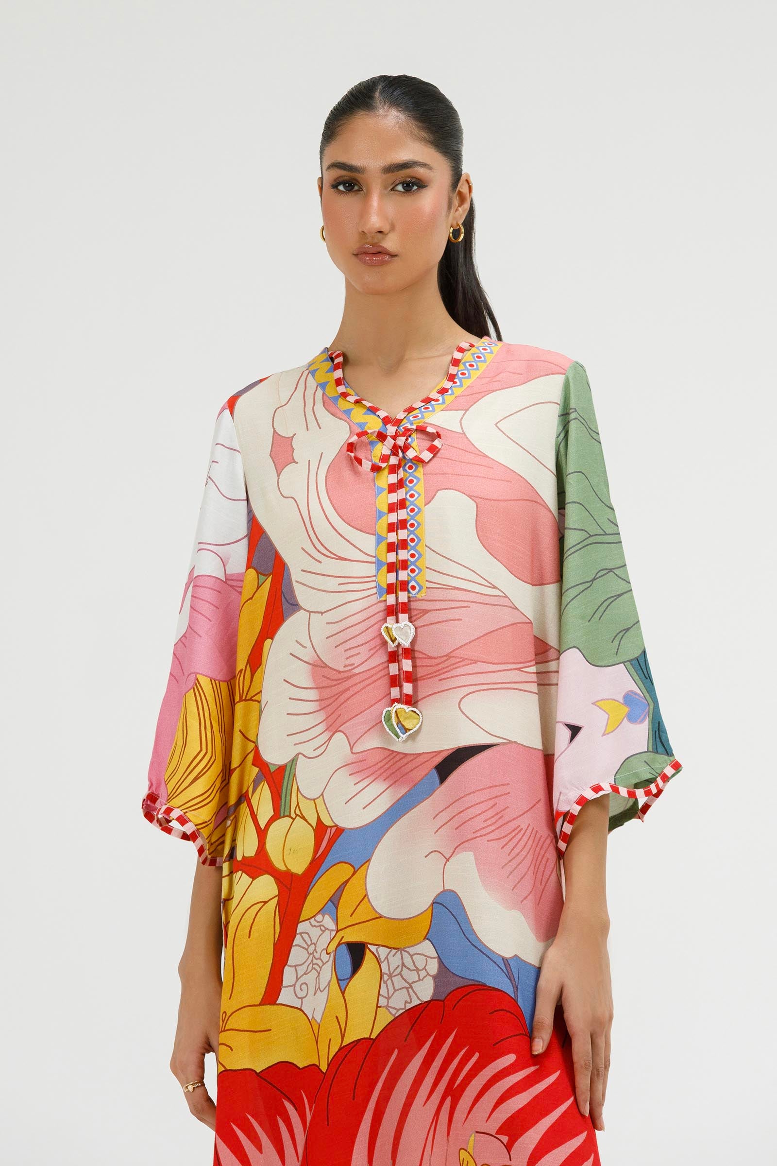 Stitched Printed Raw Silk Shirt