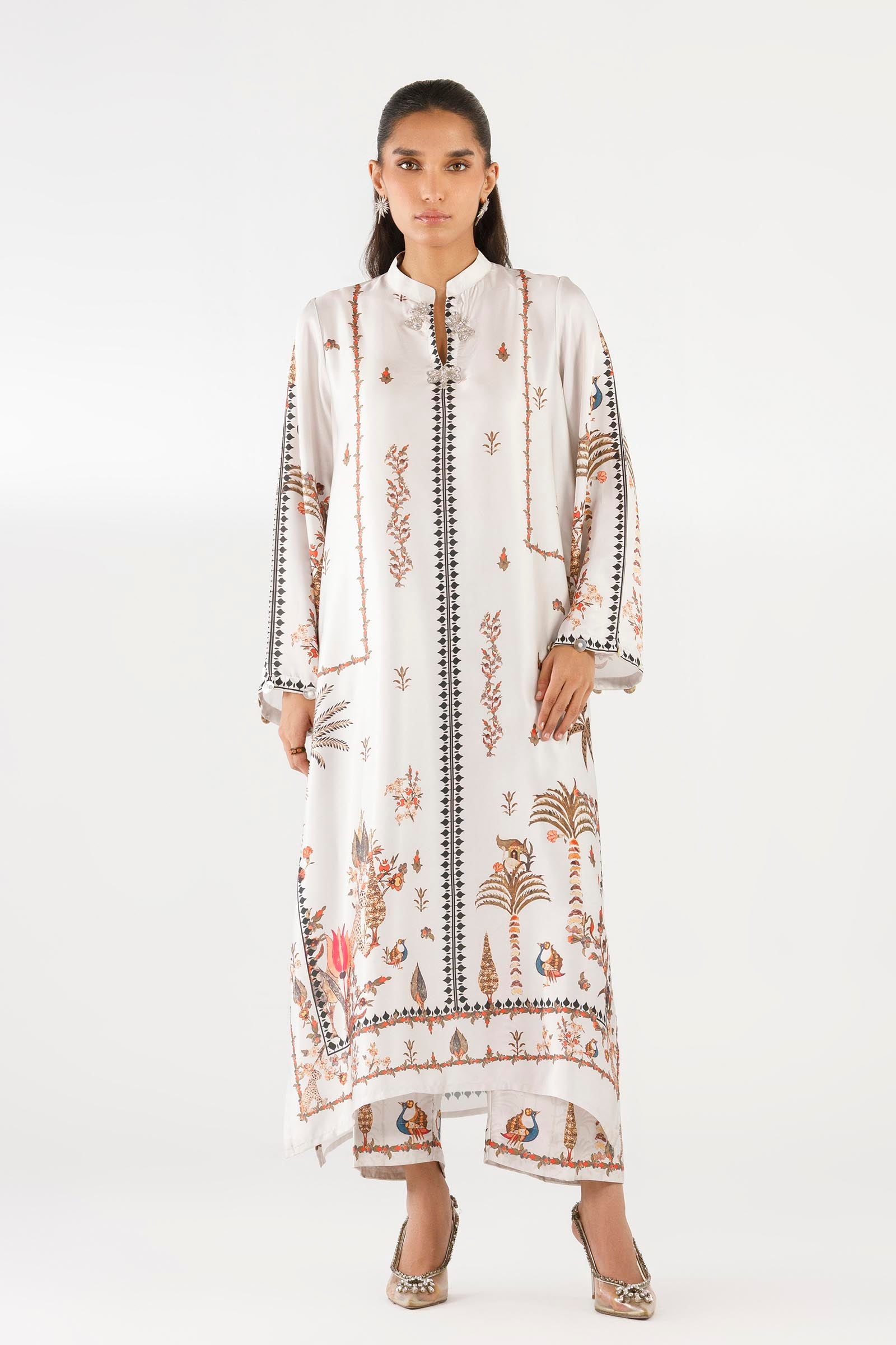 Stitched Printed Satin Shirt+ Culotte Main image