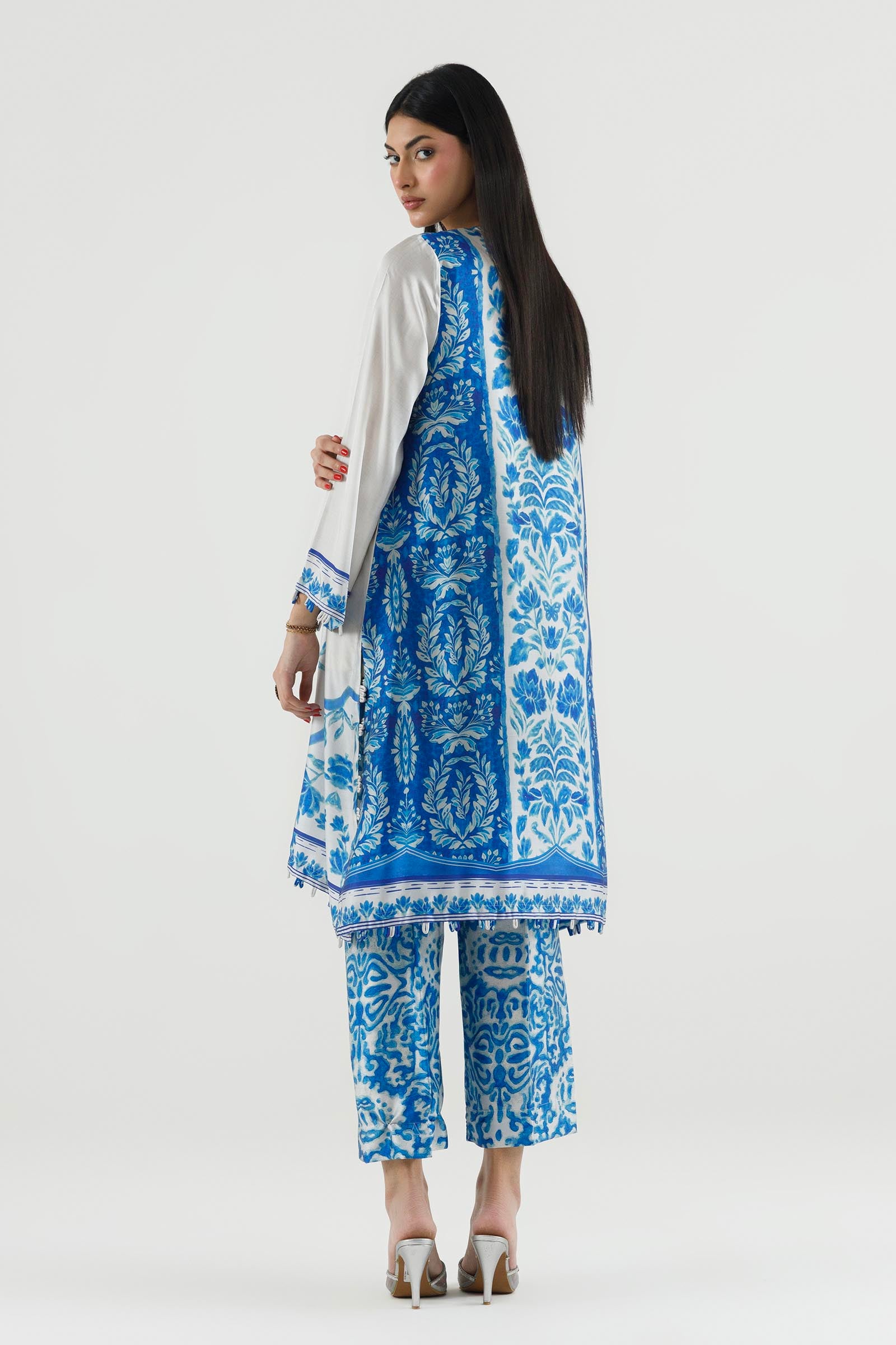 Stitched Printed Satin Shirt+ Culotte