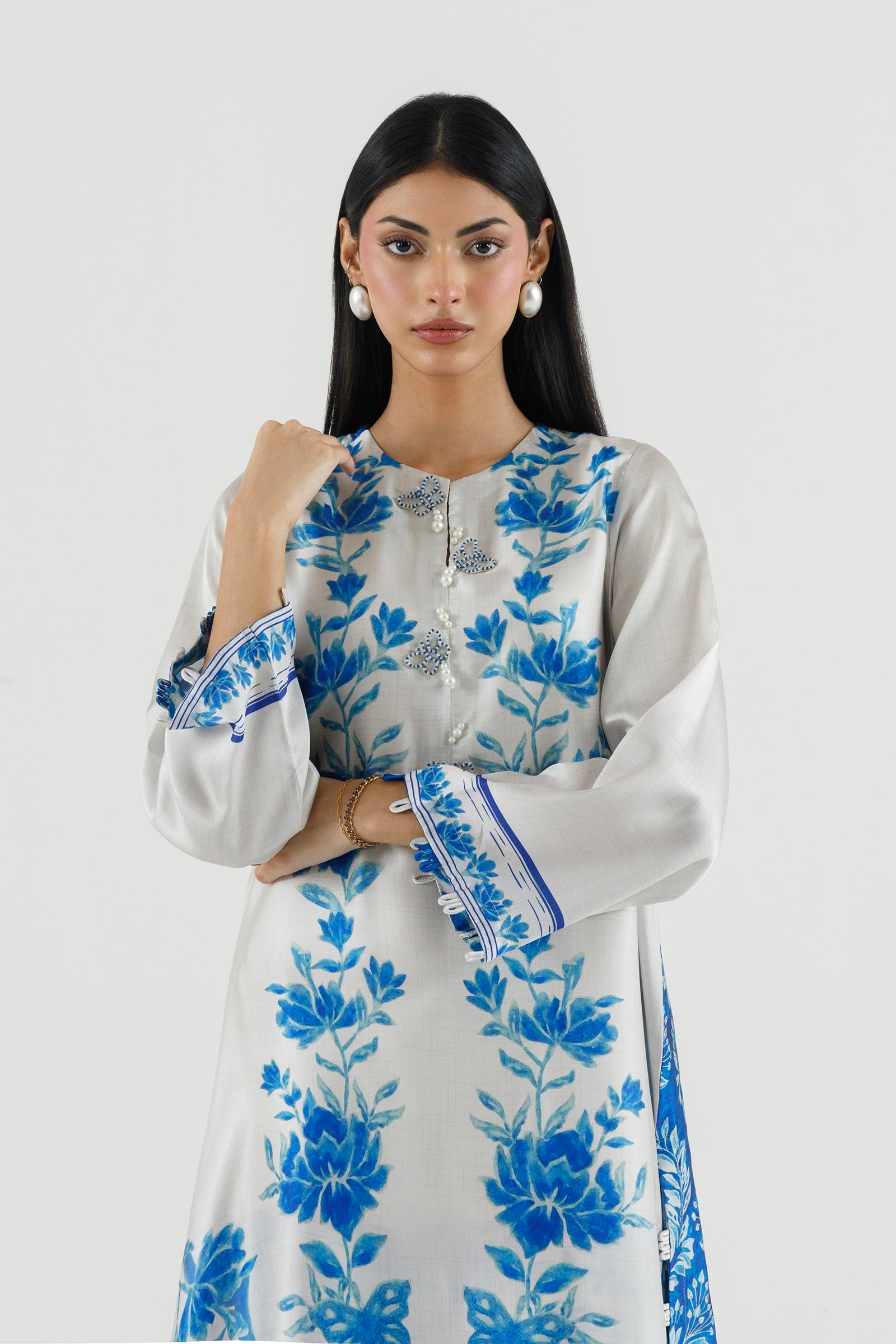 Stitched Printed Satin Shirt+ Culotte Secondary image