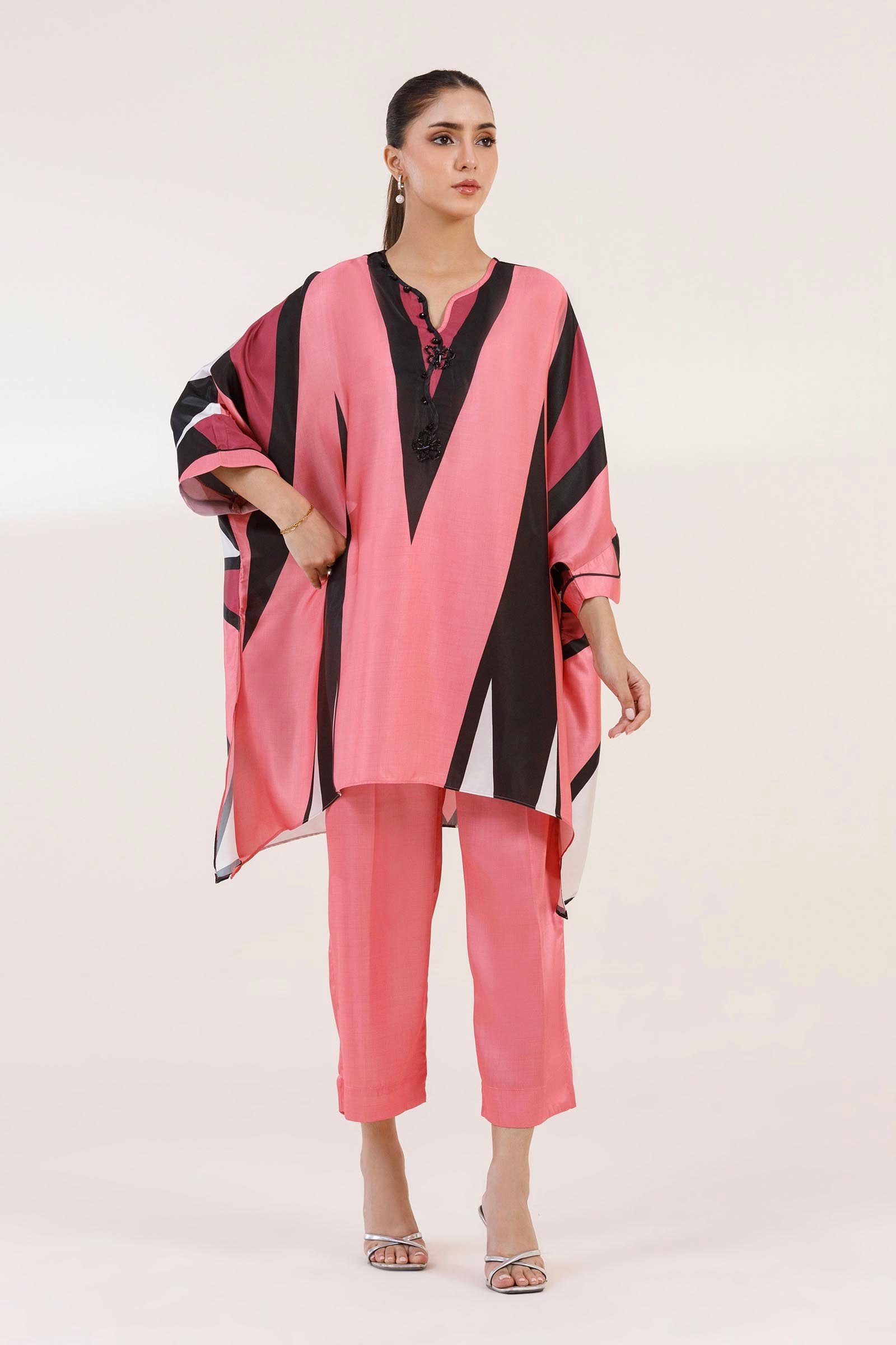 Stitched Printed Satin Shirt+ Culotte Main image