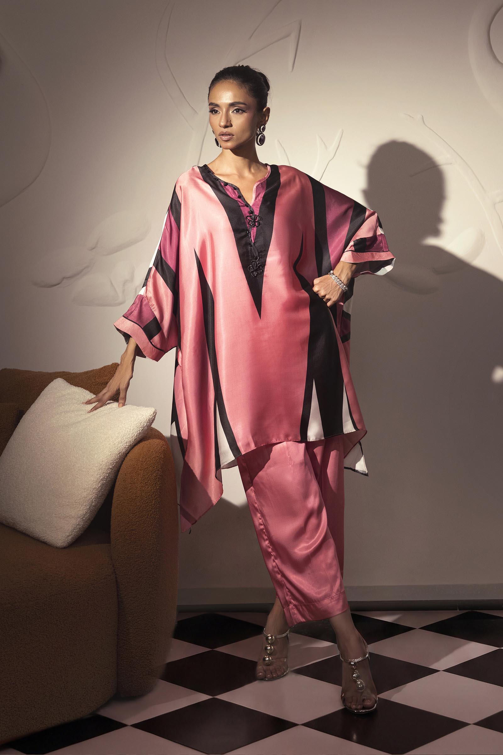 Stitched Printed Satin Shirt+ Culotte Main image