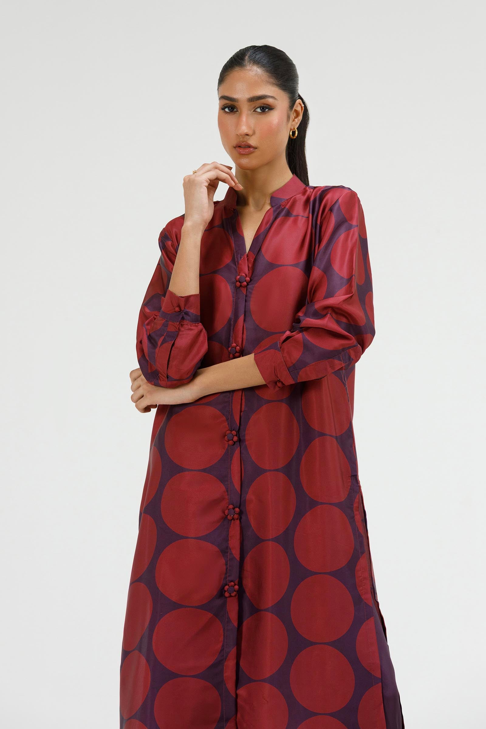Stitched Printed Satin Shirt+ Culotte