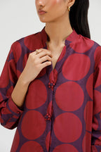 Stitched Printed Satin Shirt+ Culotte