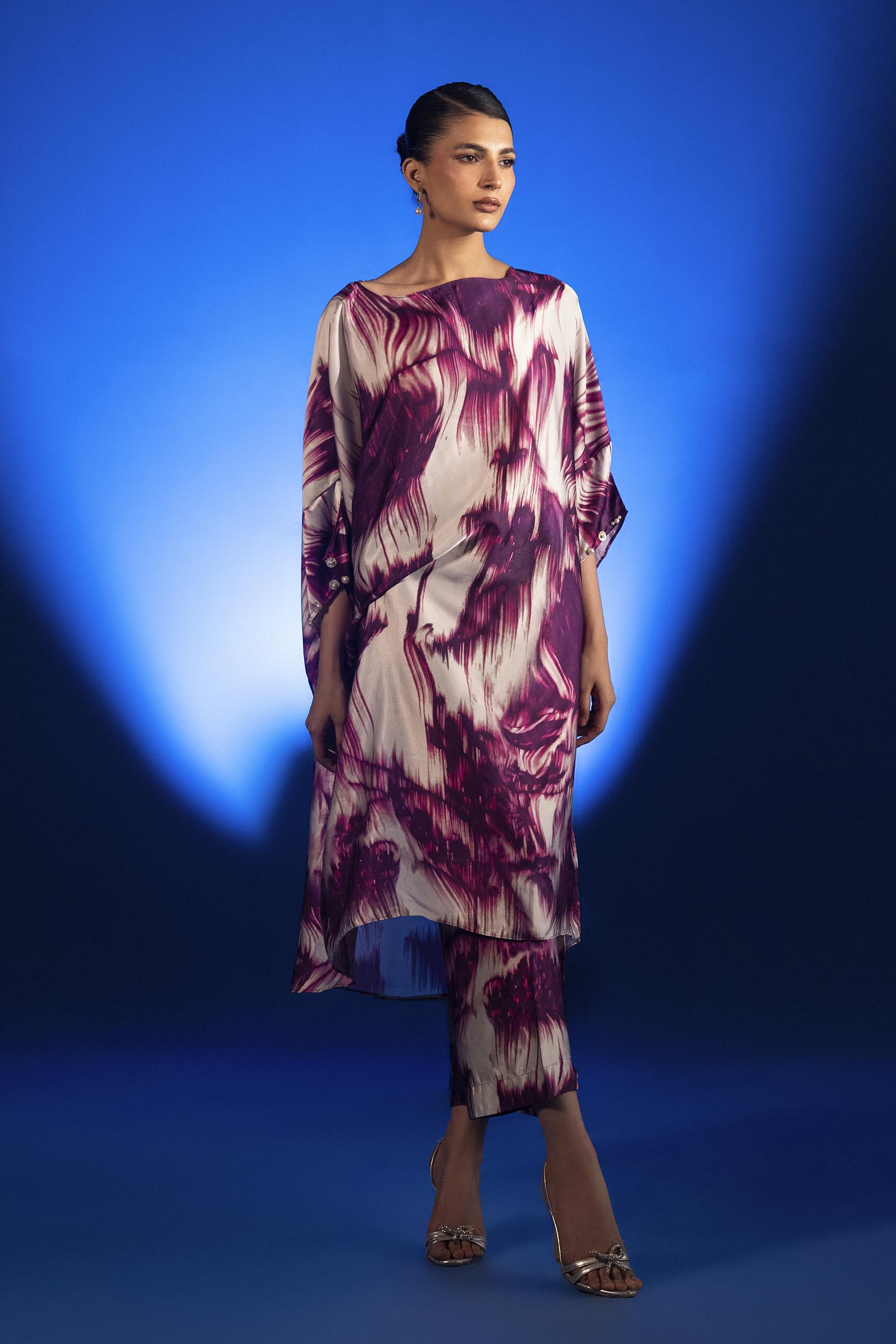 Stitched Printed Satin Shirt+ Culotte Main image