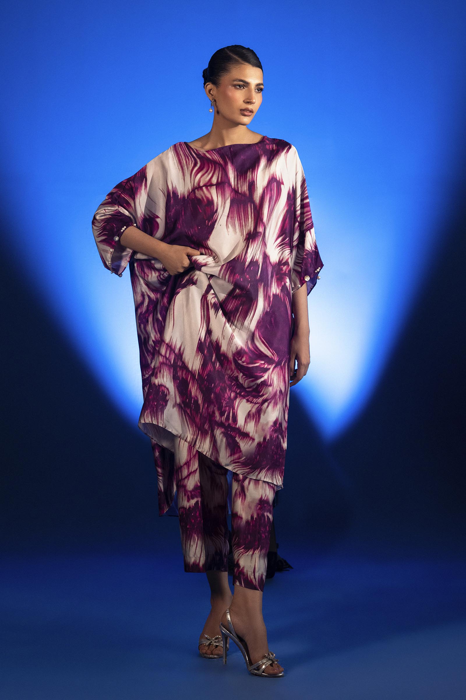 Stitched Printed Satin Shirt+ Culotte Secondary image