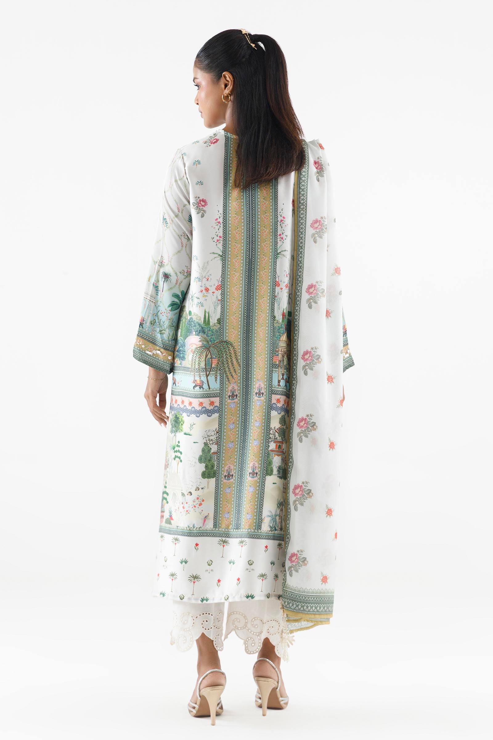 Stitched Printed Satin Shirt+ Dupatta