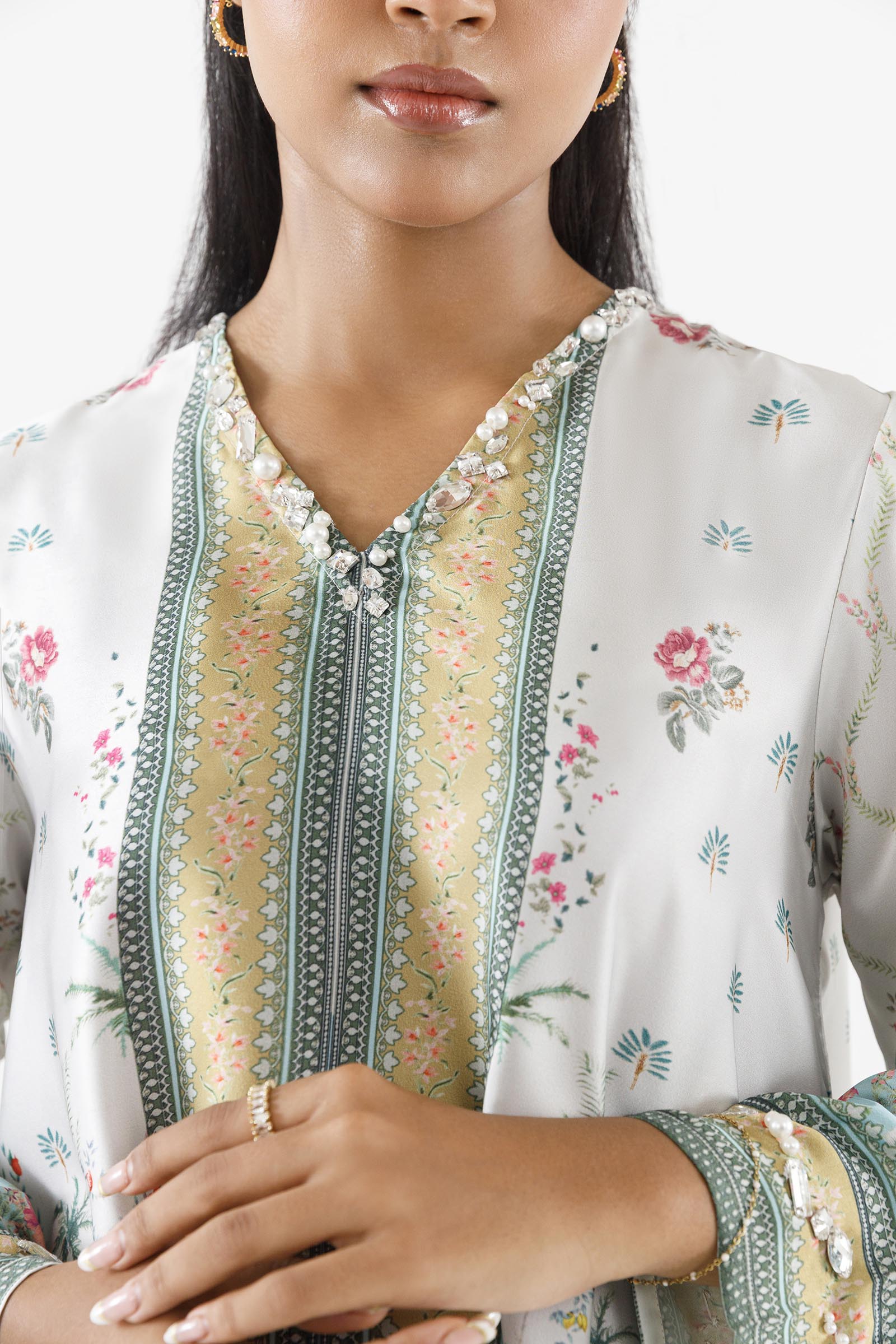 Stitched Printed Satin Shirt+ Dupatta