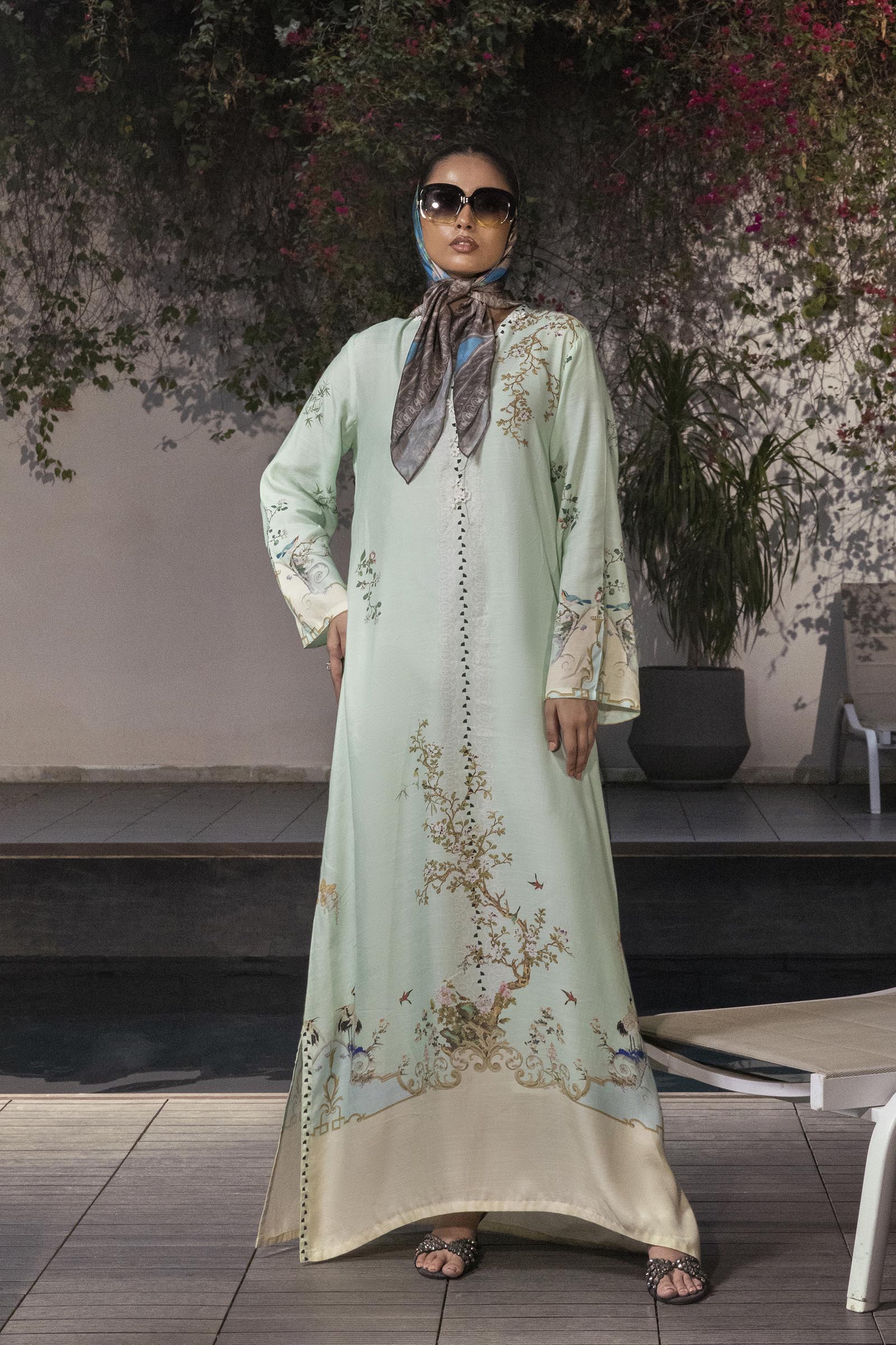 Stitched Printed Raw Silk Shirt