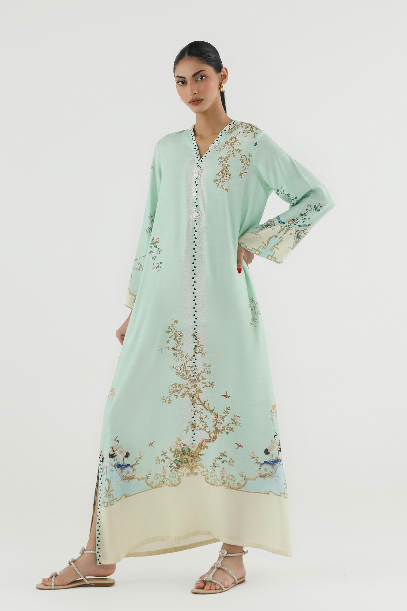 Stitched Printed Raw Silk Shirt