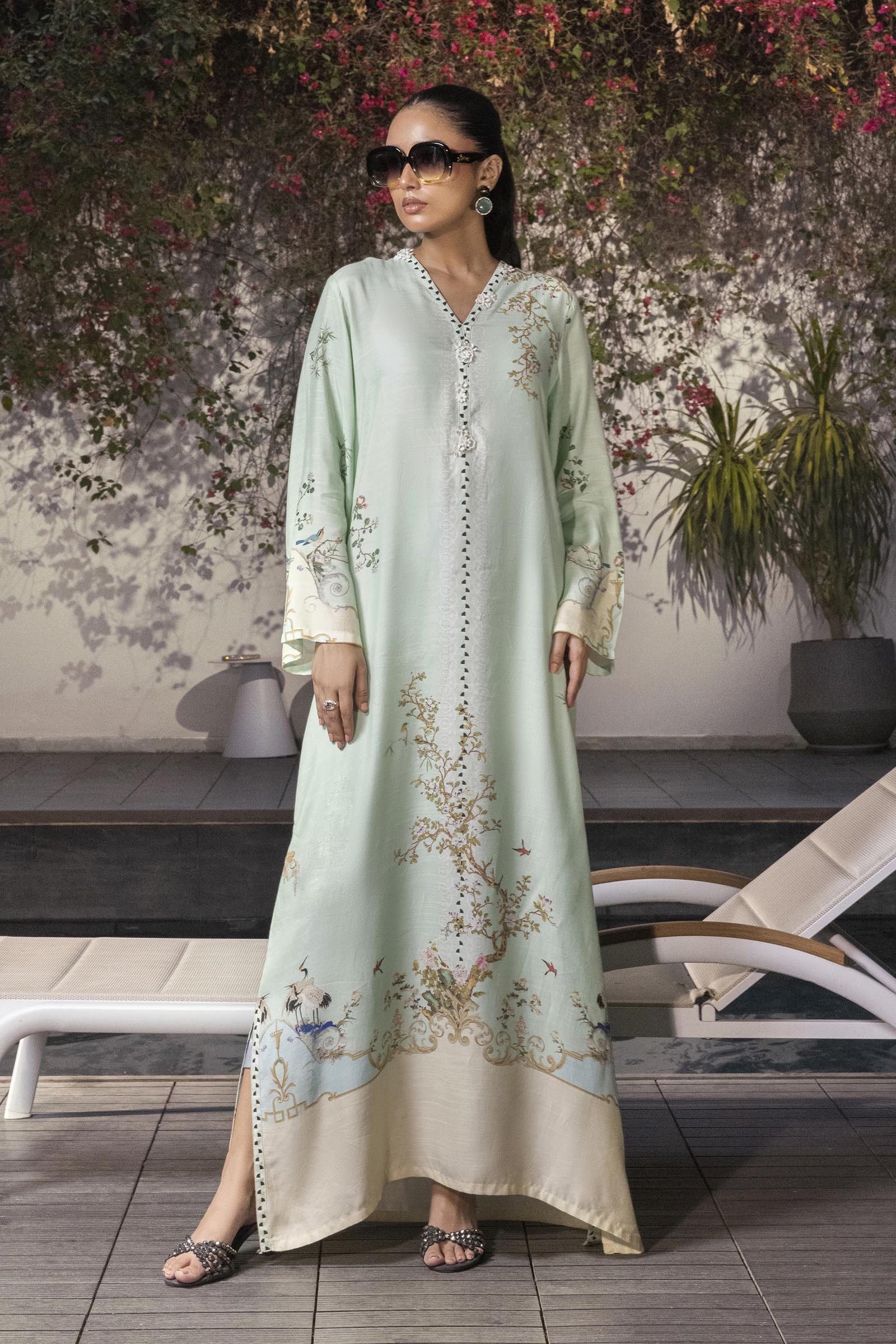 Stitched Printed Raw Silk Shirt