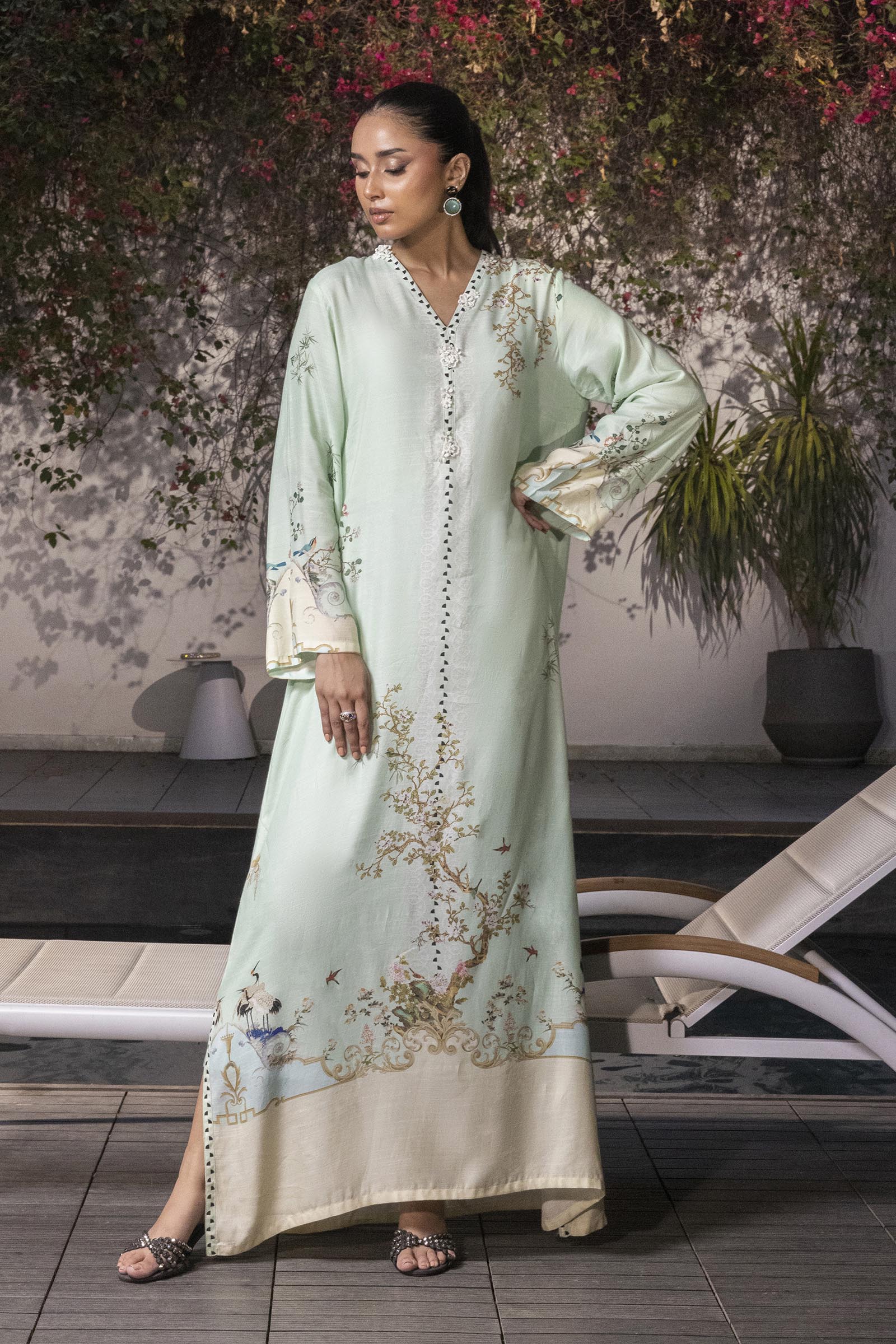 Stitched Printed Raw Silk Shirt