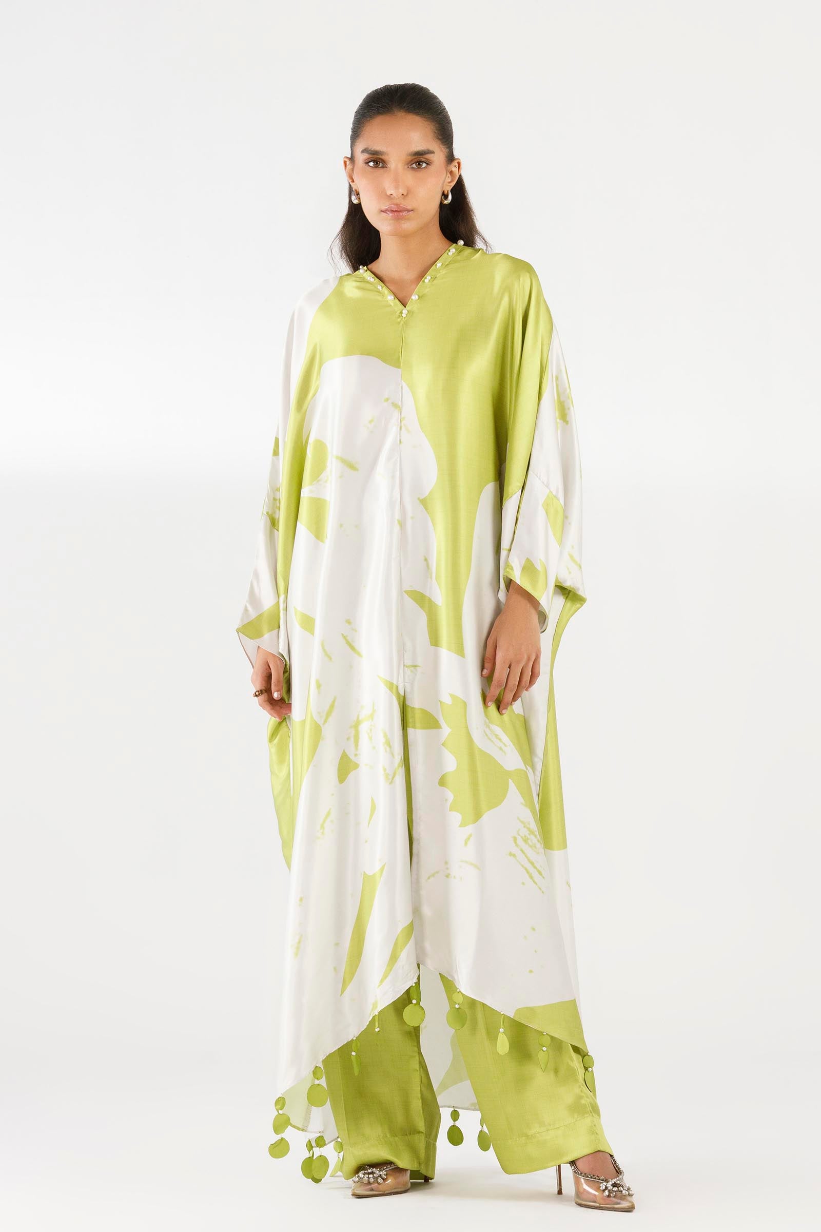 Stitched Printed Satin Shirt+ Culotte Main image