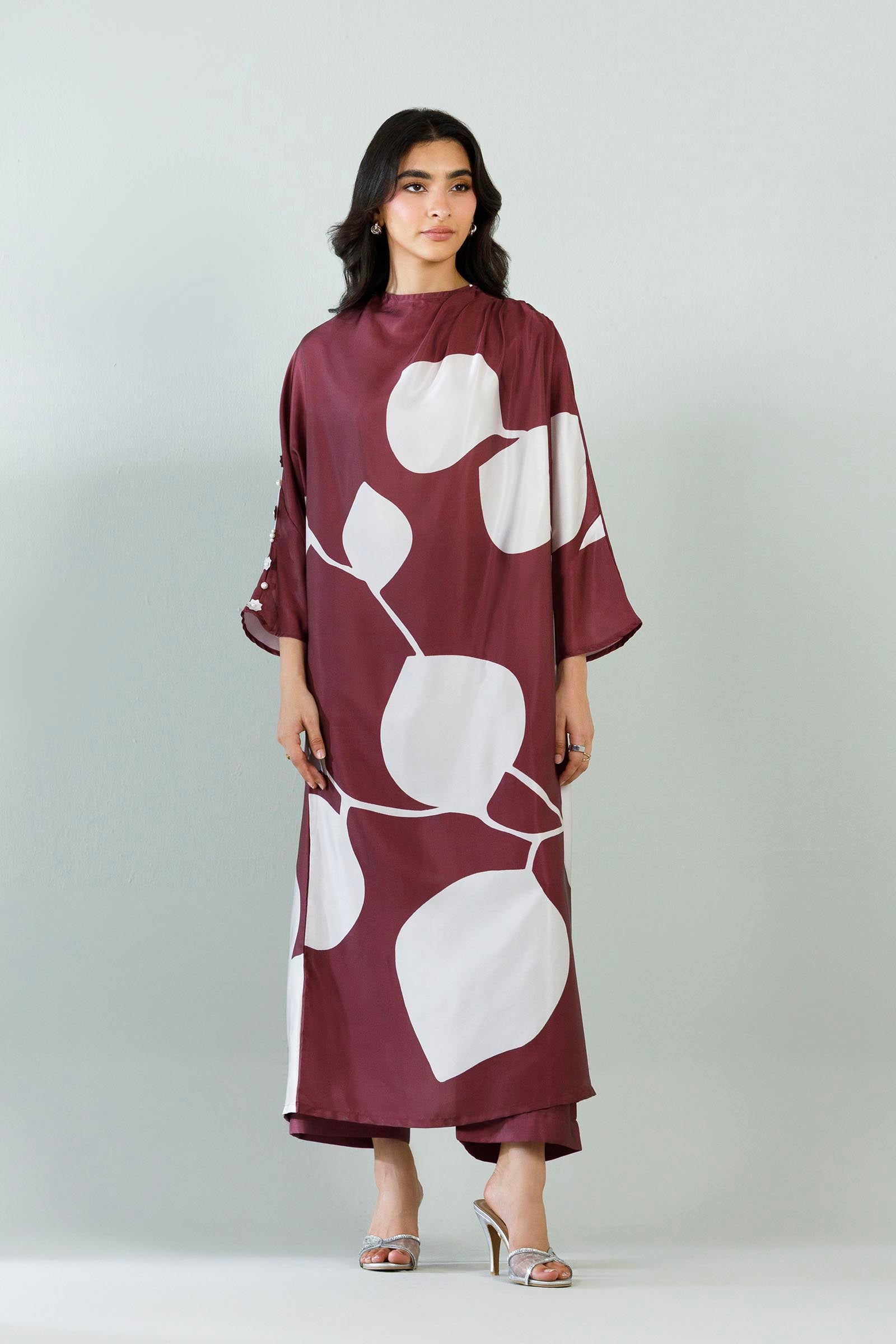 Stitched Printed Satin Shirt+ Culotte Main image
