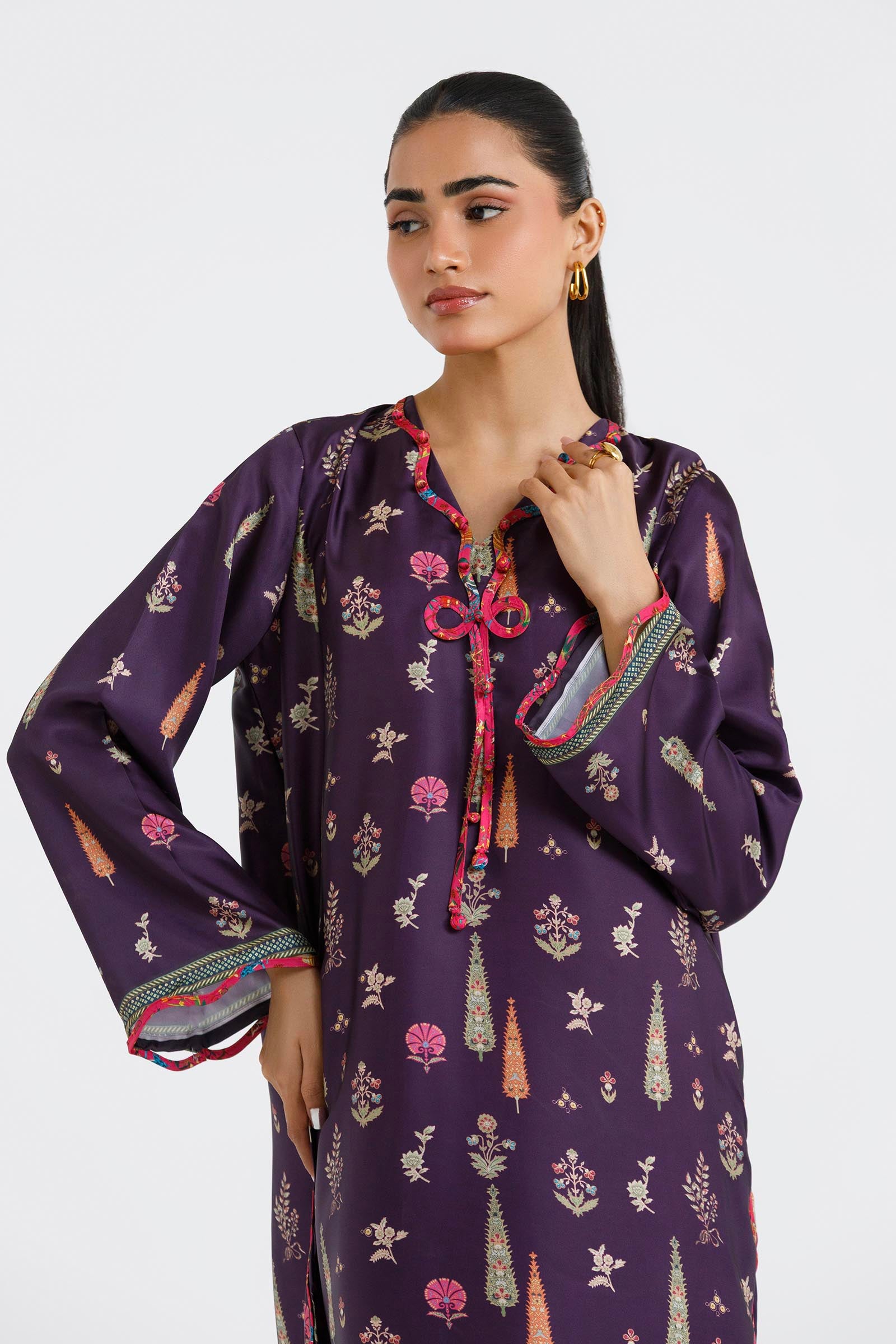 Stitched Printed Satin Shirt+ Culotte Secondary image