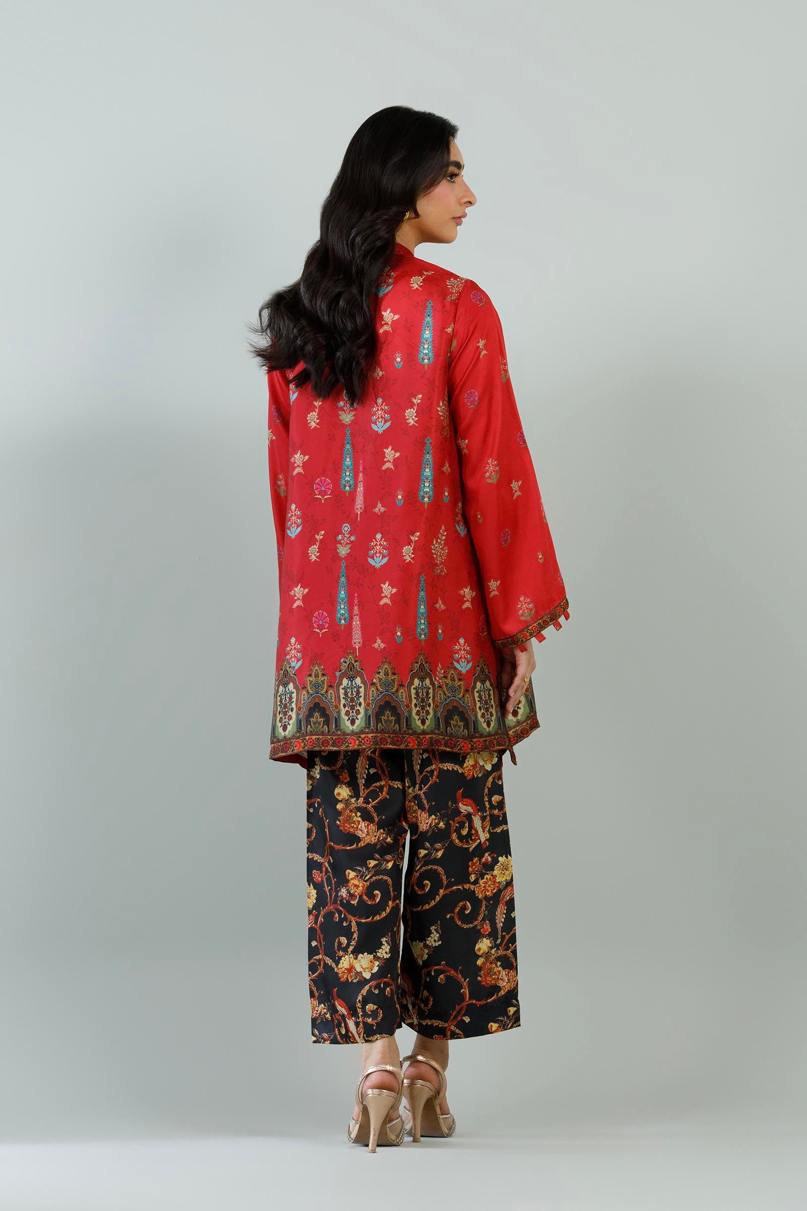 Stitched Printed Satin Shirt+ Culotte