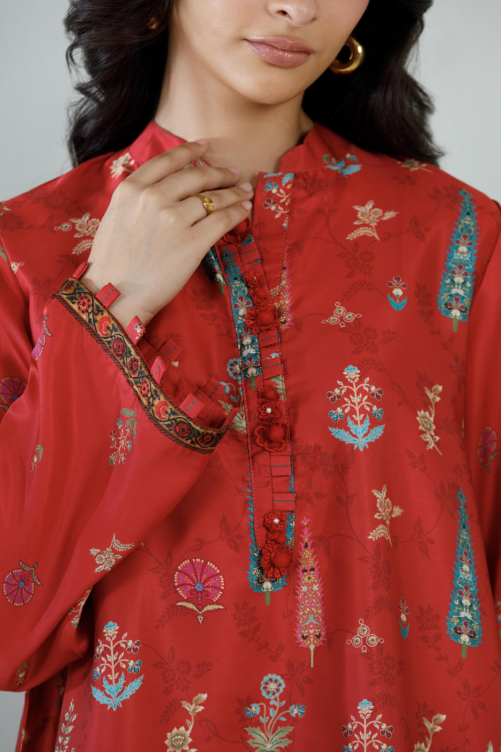 Stitched Printed Satin Shirt+ Culotte