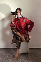Stitched Printed Satin Shirt+ Culotte