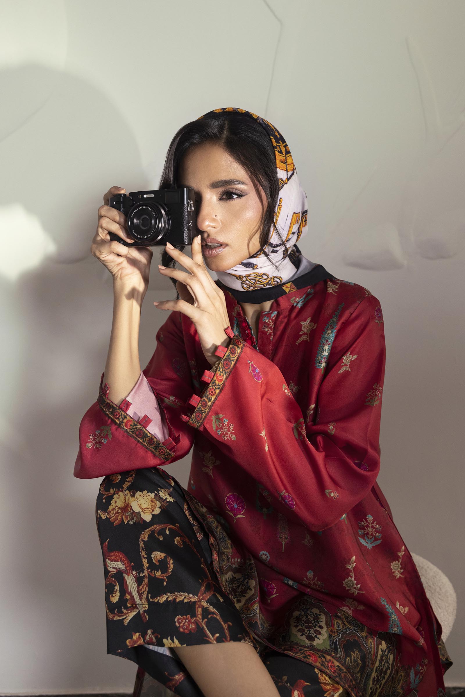 Stitched Printed Satin Shirt+ Culotte