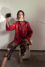 Stitched Printed Satin Shirt+ Culotte
