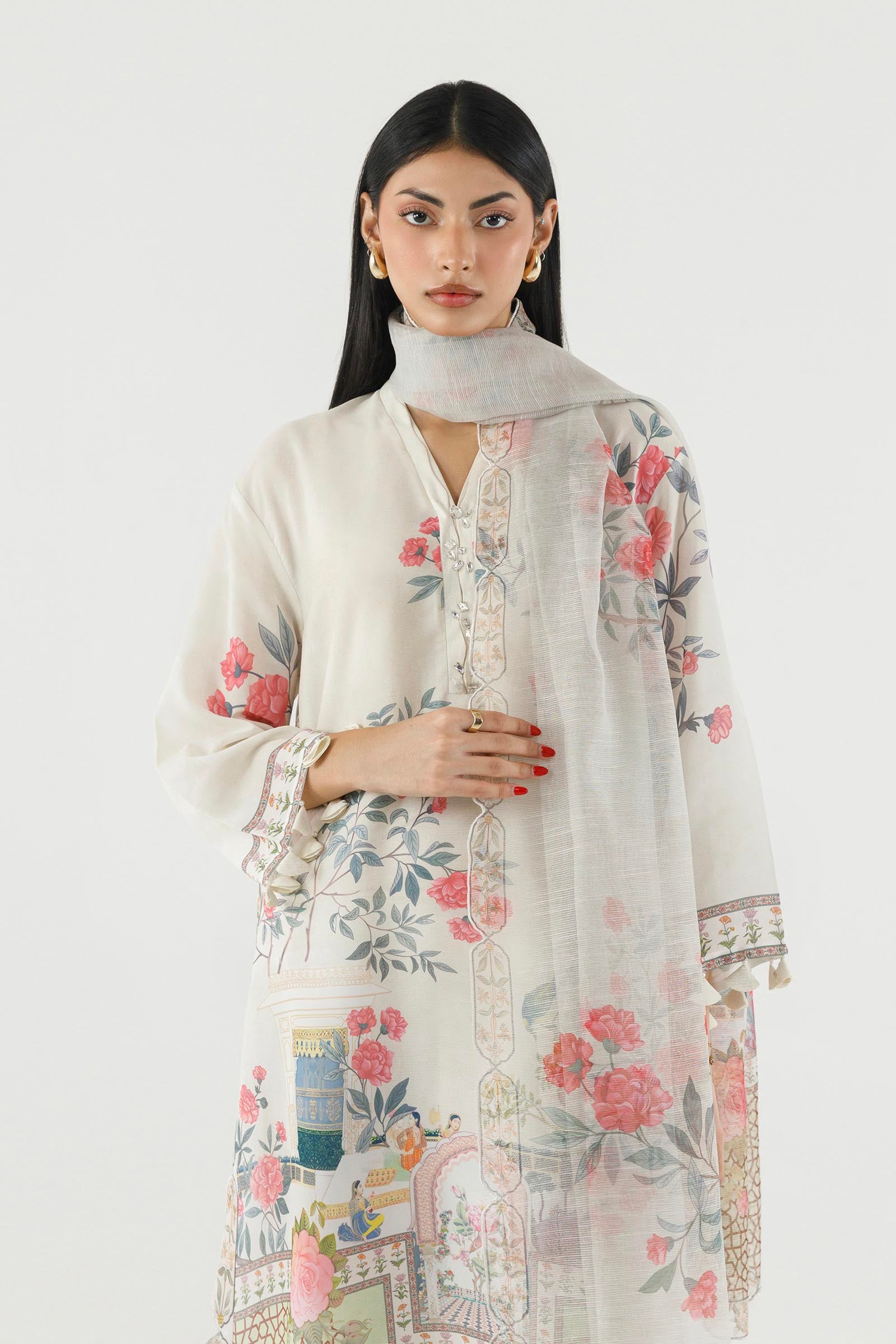 Stitched Printed Crepe Shirt+ Dupatta Secondary image