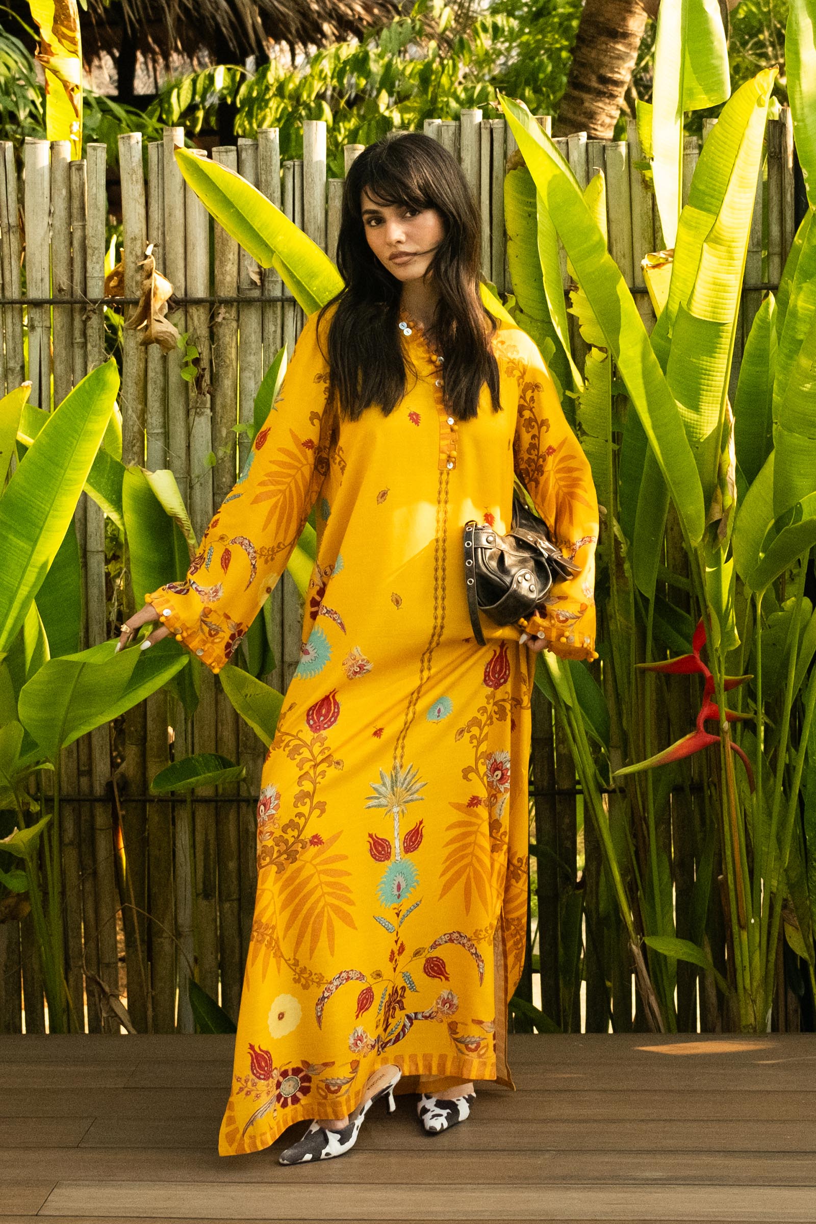 Stitched Printed Raw Silk Shirt Main image
