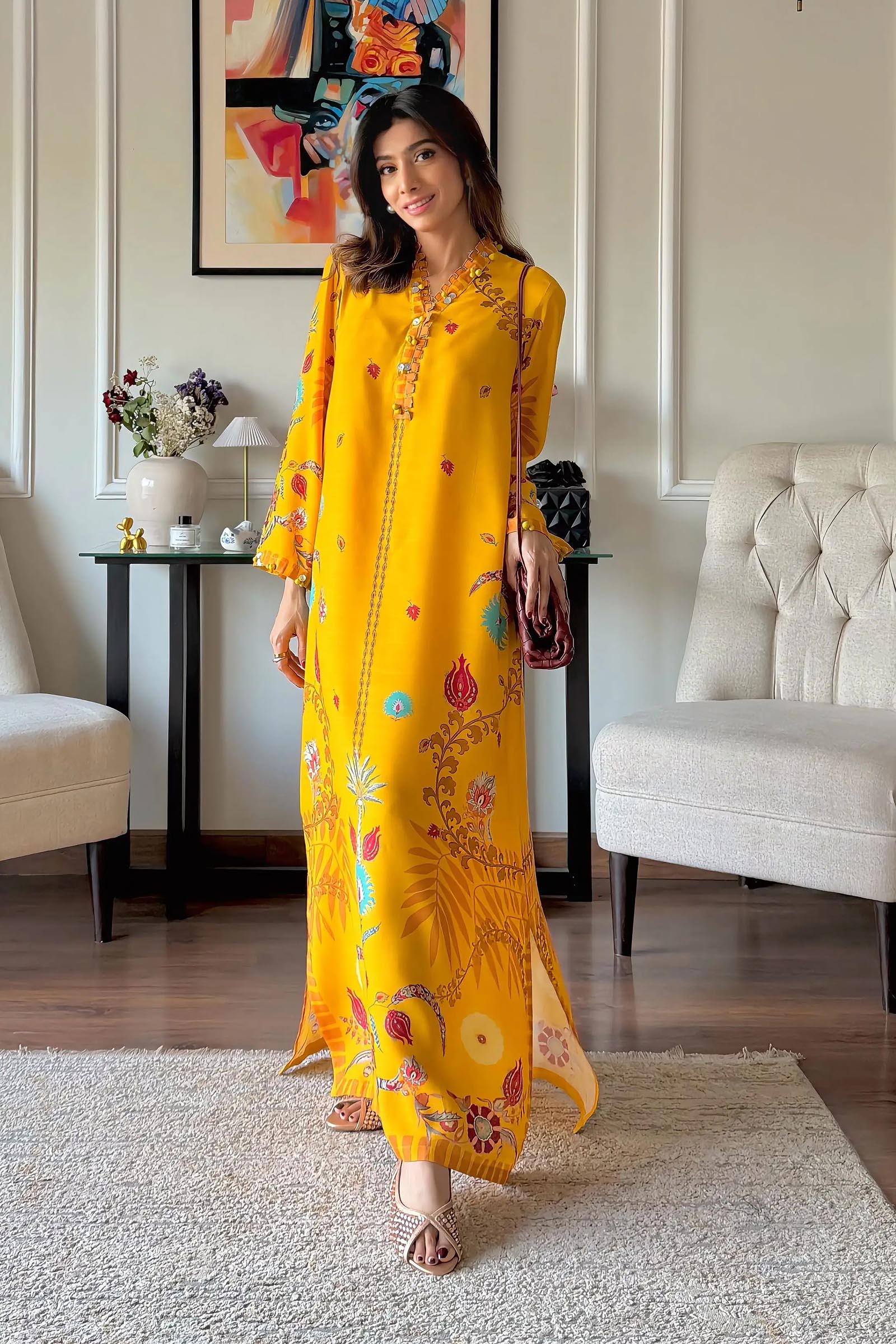 Stitched Printed Raw Silk Shirt Secondary image