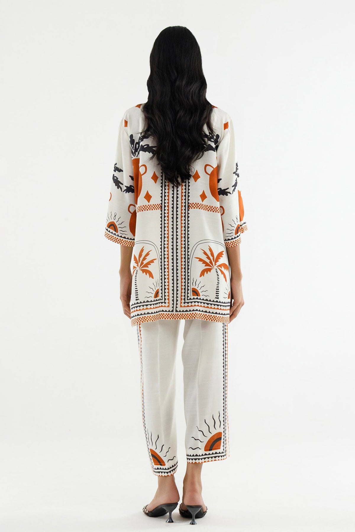 Stitched Printed Raw Silk Shirt+ Culotte