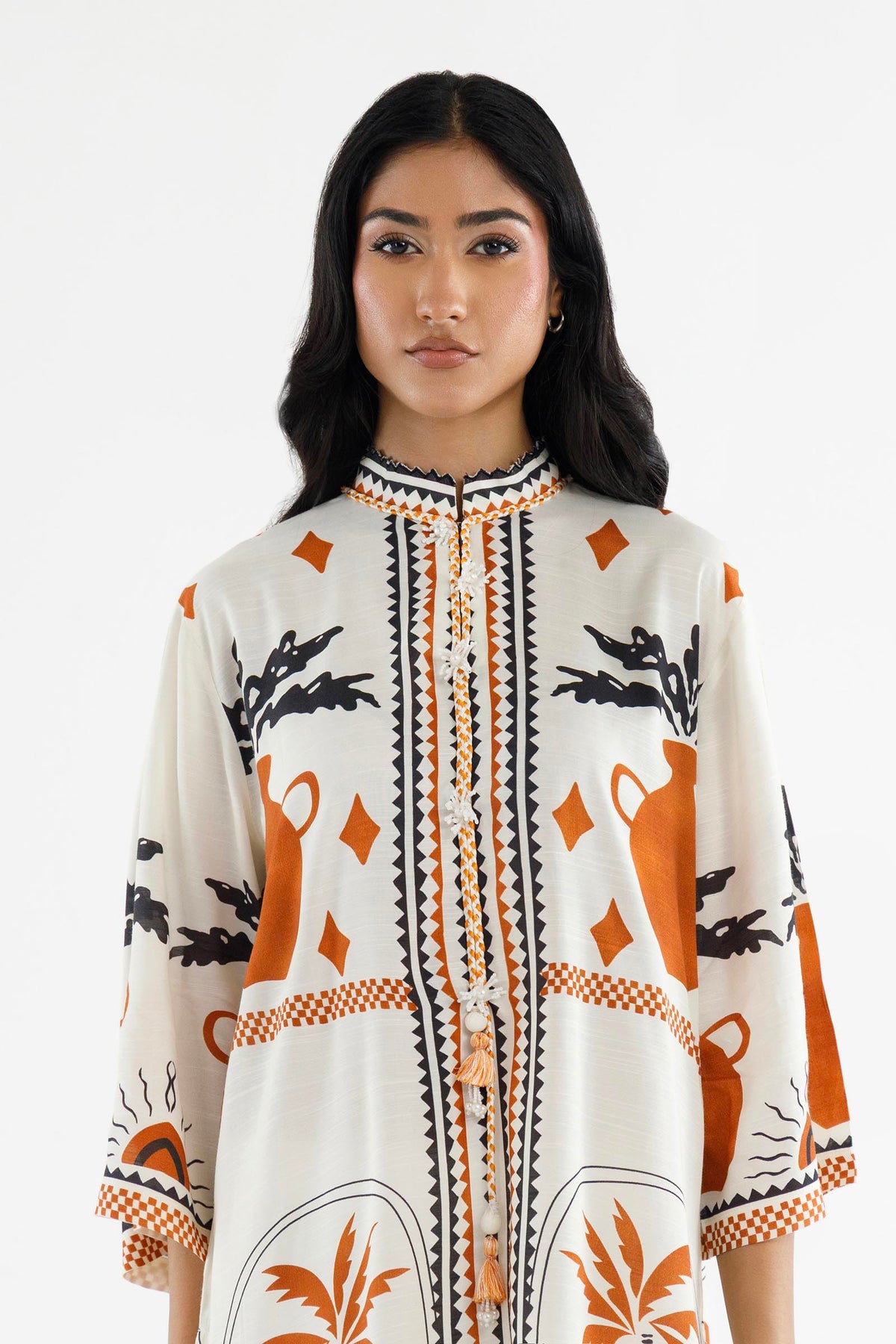 Stitched Printed Raw Silk Shirt+ Culotte