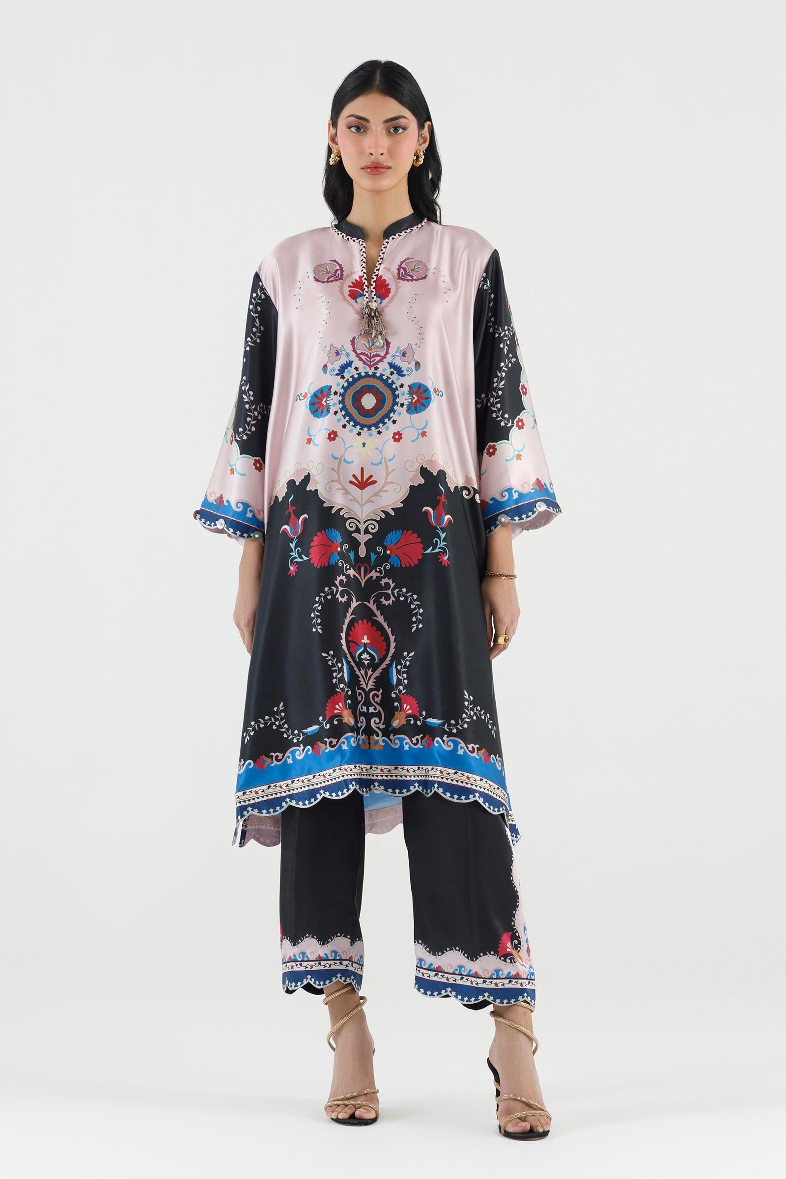 Stitched Printed Satin Shirt+ Culotte Main image