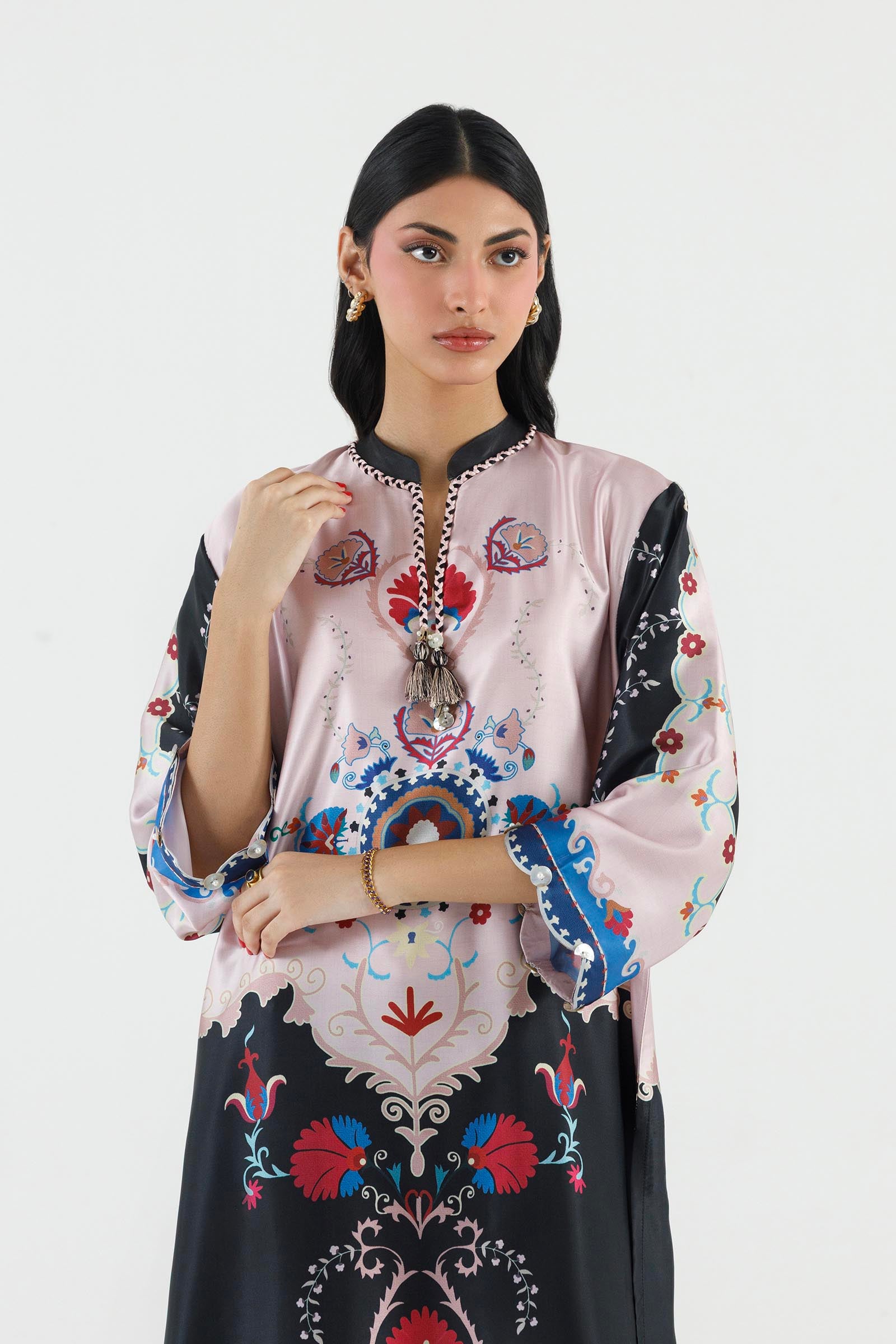 Stitched Printed Satin Shirt+ Culotte Secondary image