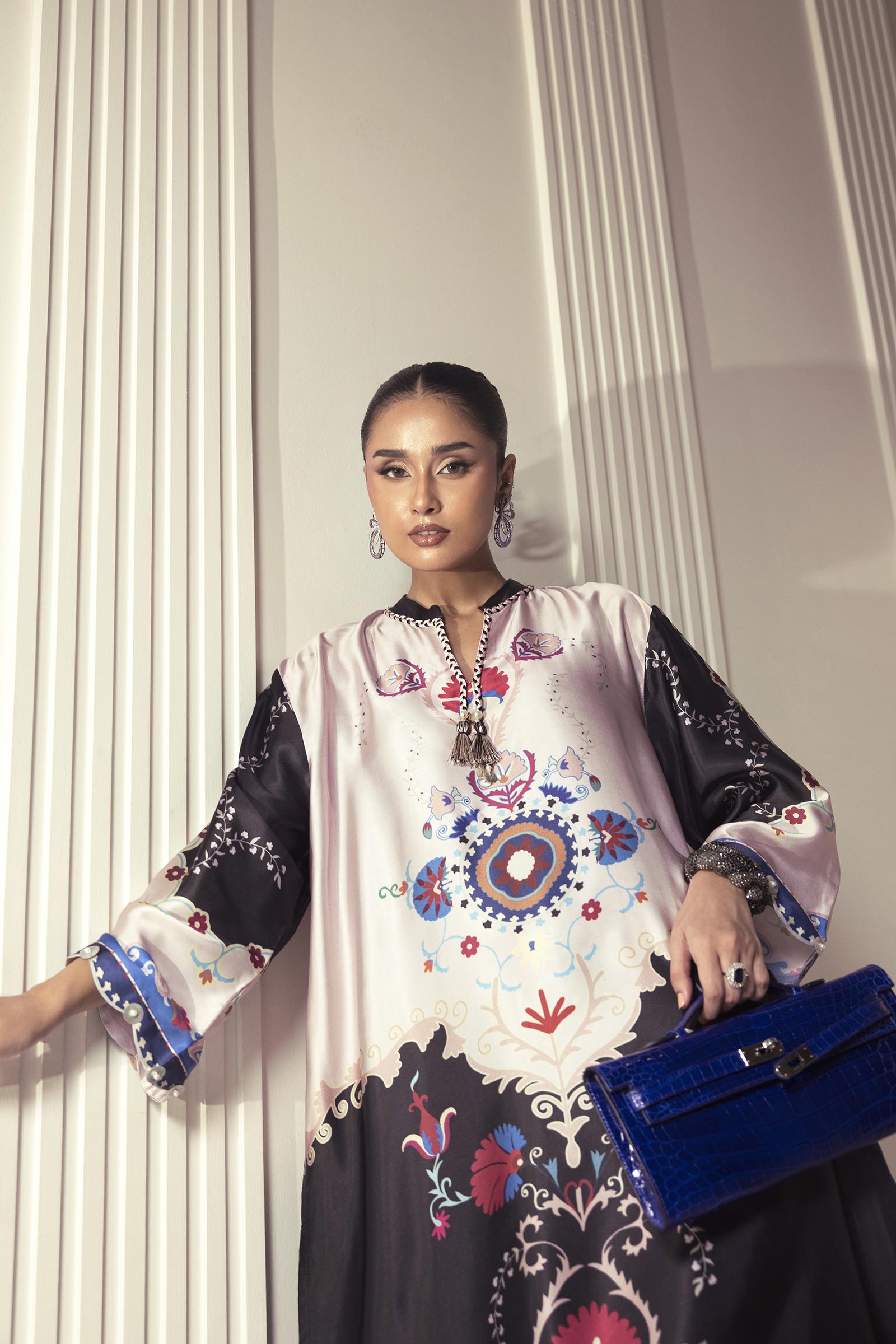 Stitched Printed Satin Shirt+ Culotte