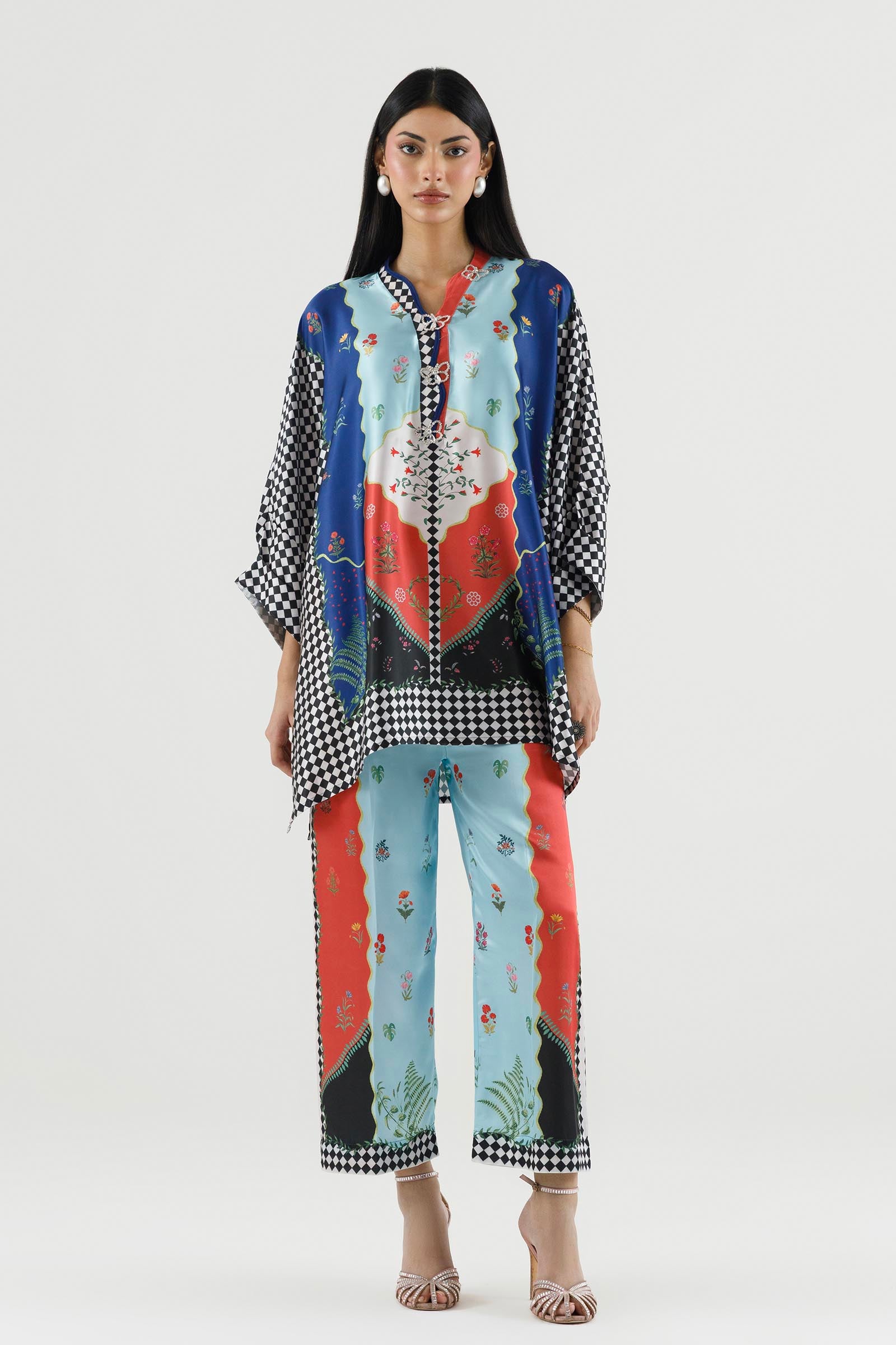 Stitched Printed Satin Shirt+ Culotte