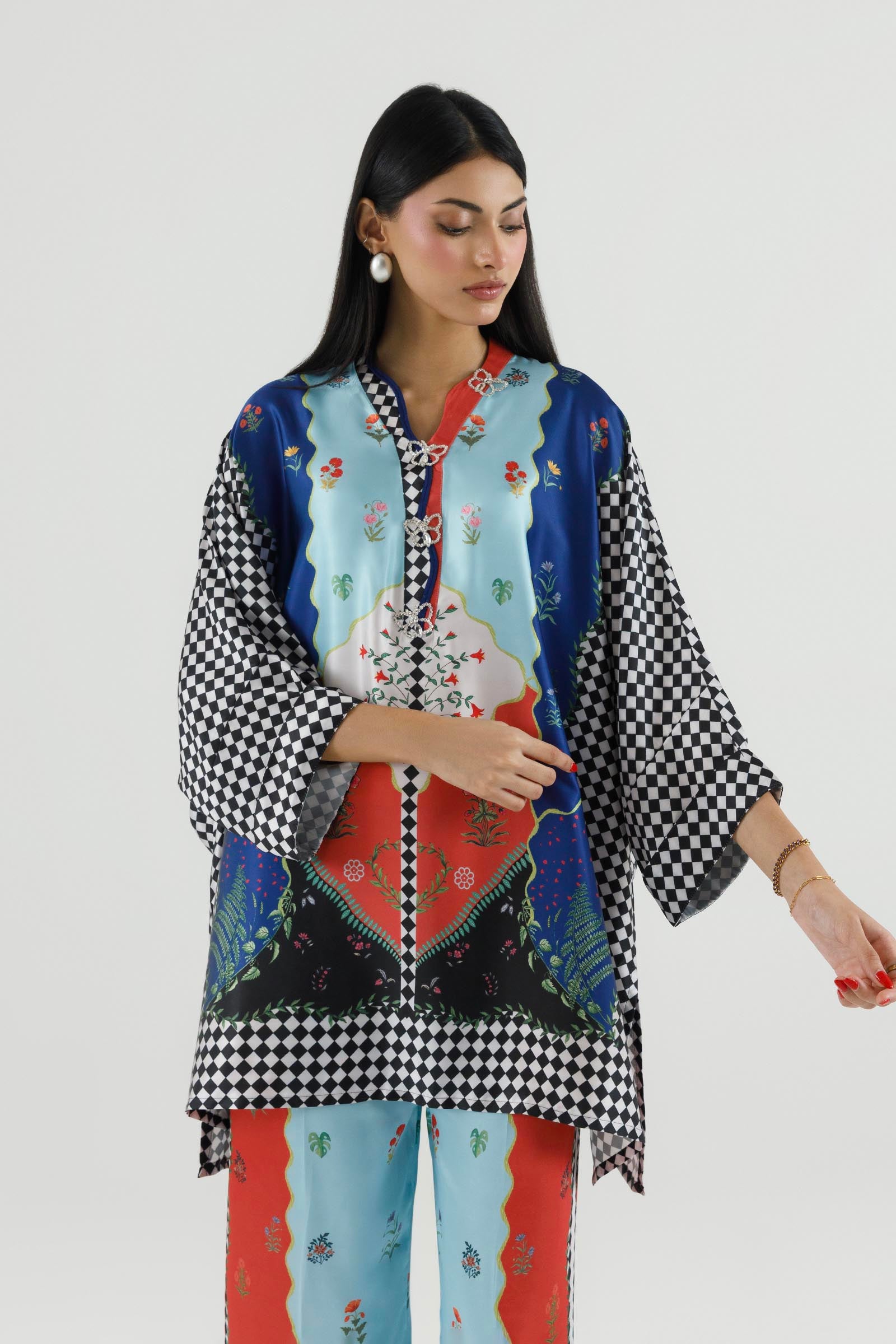 Stitched Printed Satin Shirt+ Culotte Secondary image