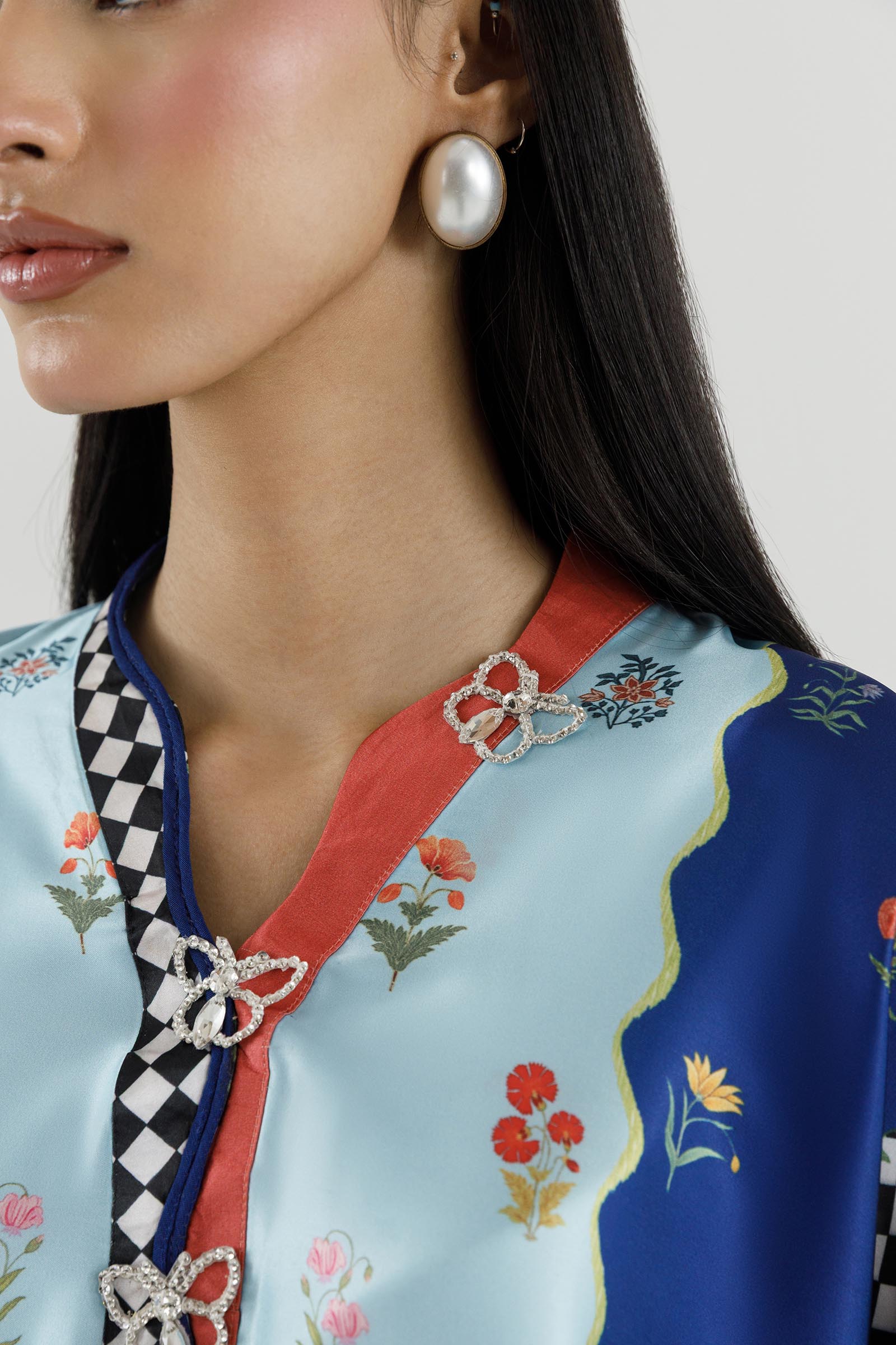 Stitched Printed Satin Shirt+ Culotte