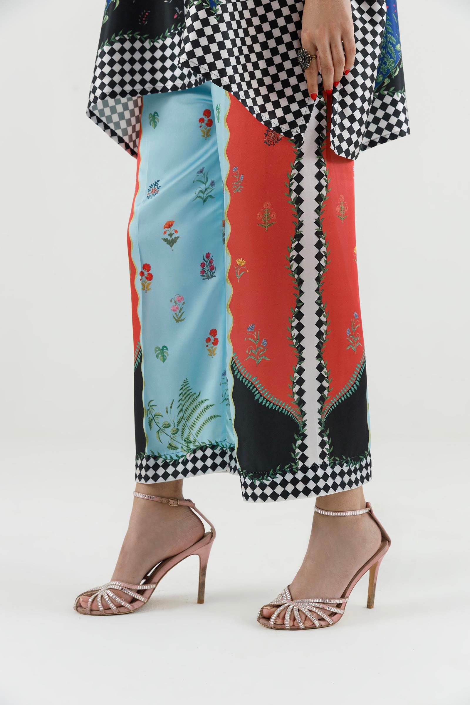 Stitched Printed Satin Shirt+ Culotte