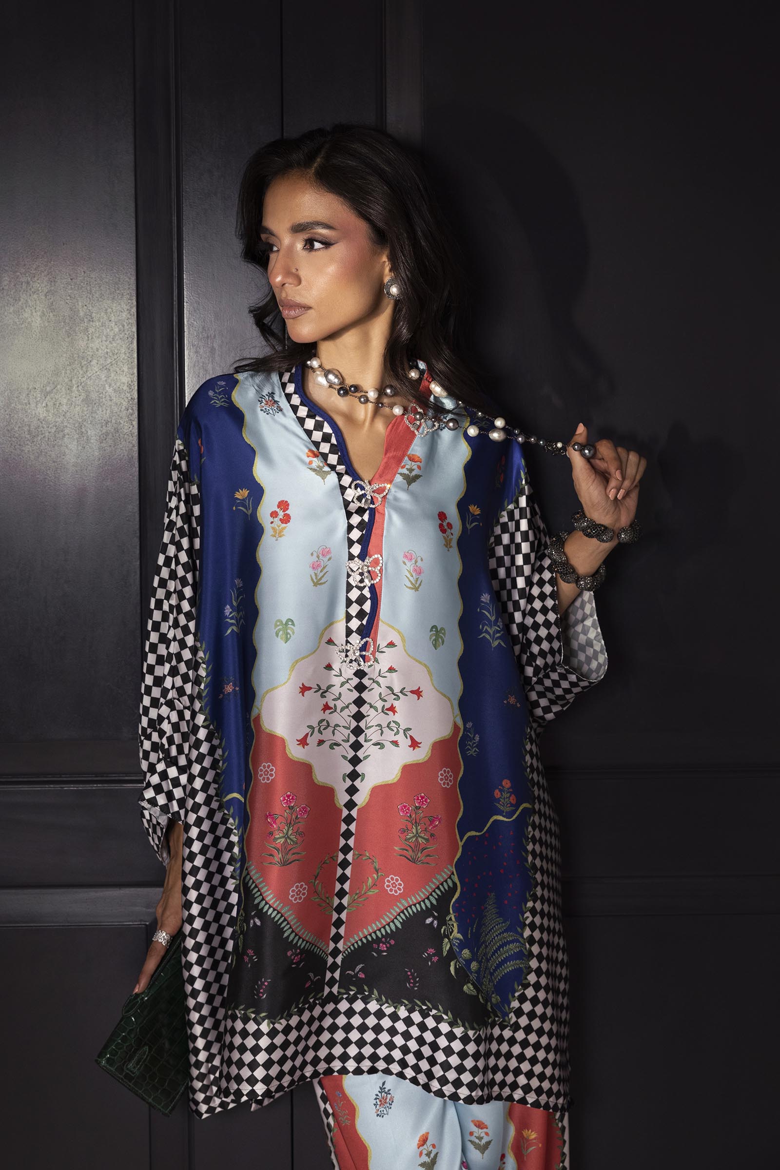Stitched Printed Satin Shirt+ Culotte Secondary image