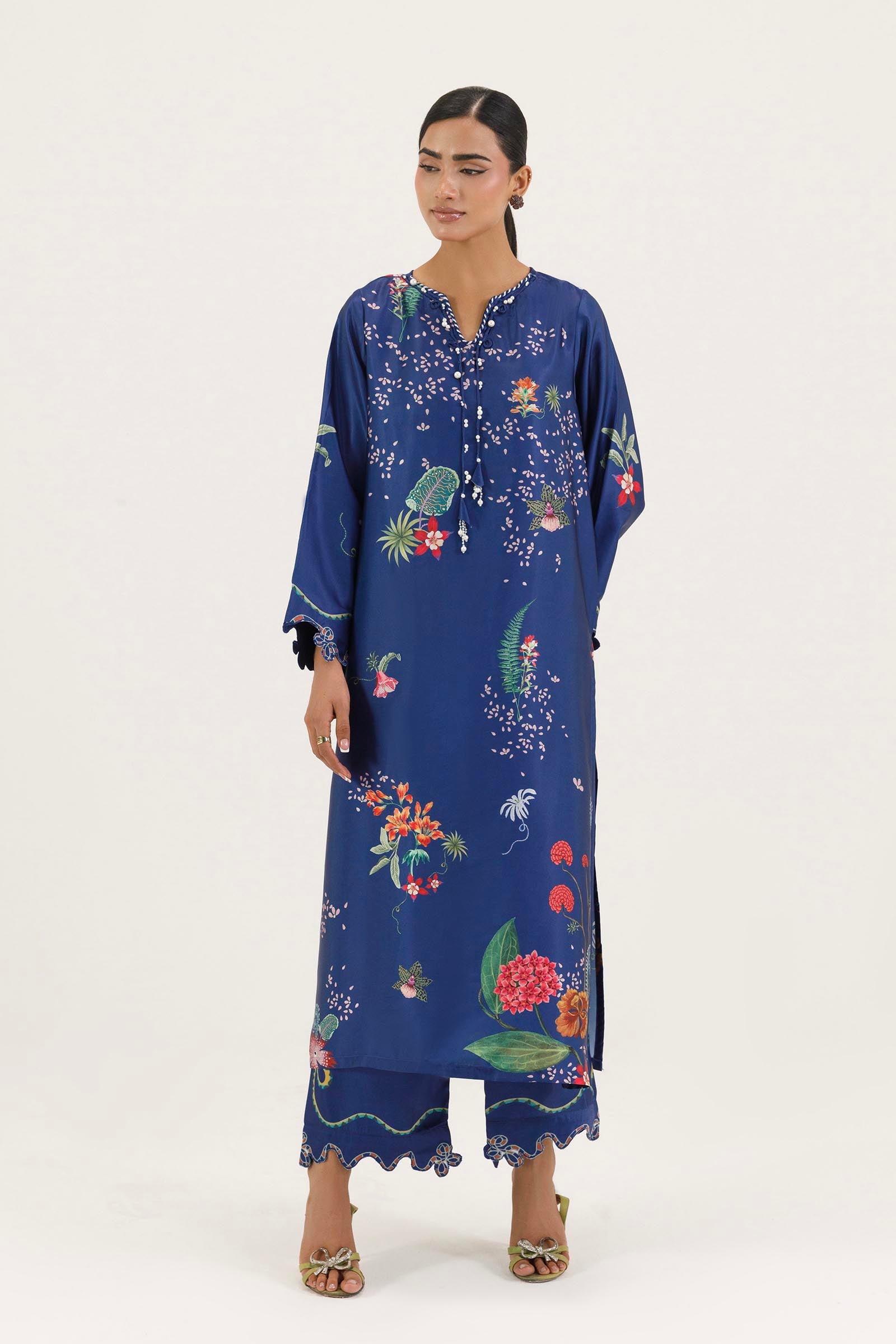 Stitched Printed Satin Shirt+ Culotte Main image