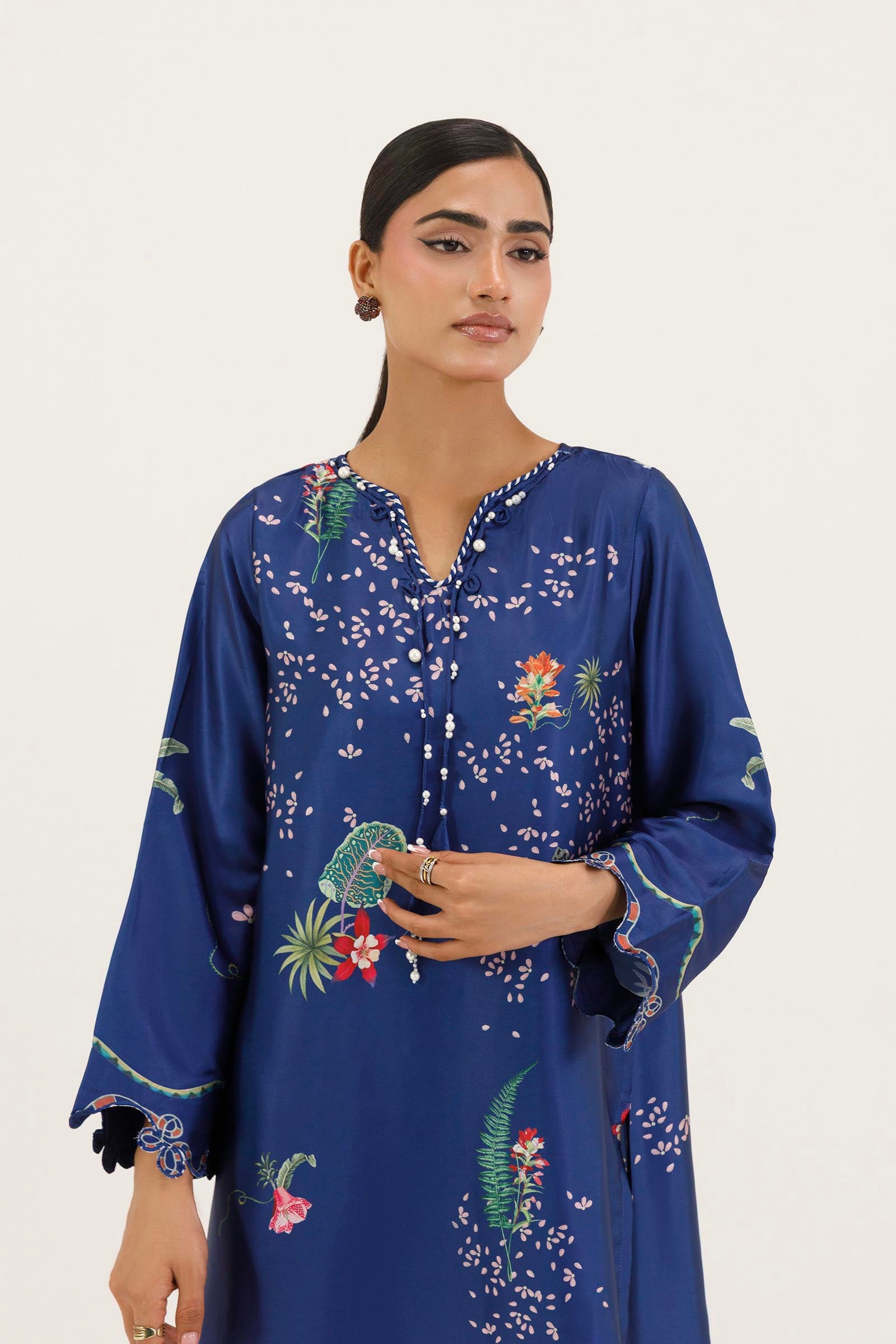 Stitched Printed Satin Shirt+ Culotte Secondary image