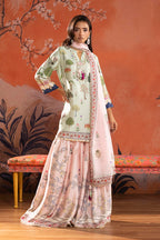 Stitched Printed Satin Suit