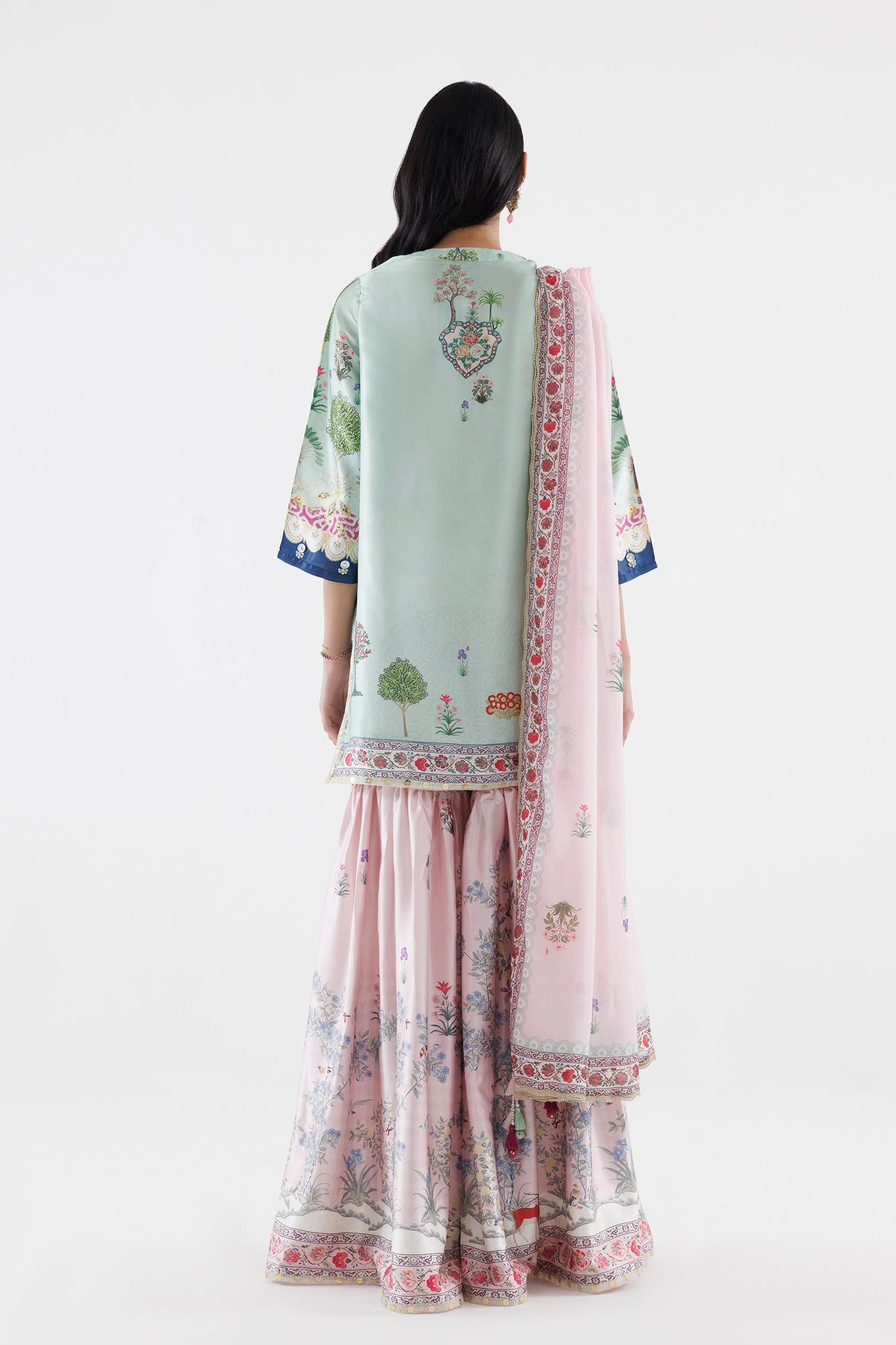 Stitched Printed Satin Suit