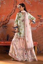 Stitched Printed Satin Suit