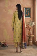 Stitched Printed Satin Suit