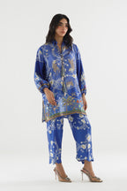 Stitched Printed Satin Shirt+ Culotte
