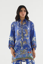 Stitched Printed Satin Shirt+ Culotte