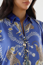 Stitched Printed Satin Shirt+ Culotte