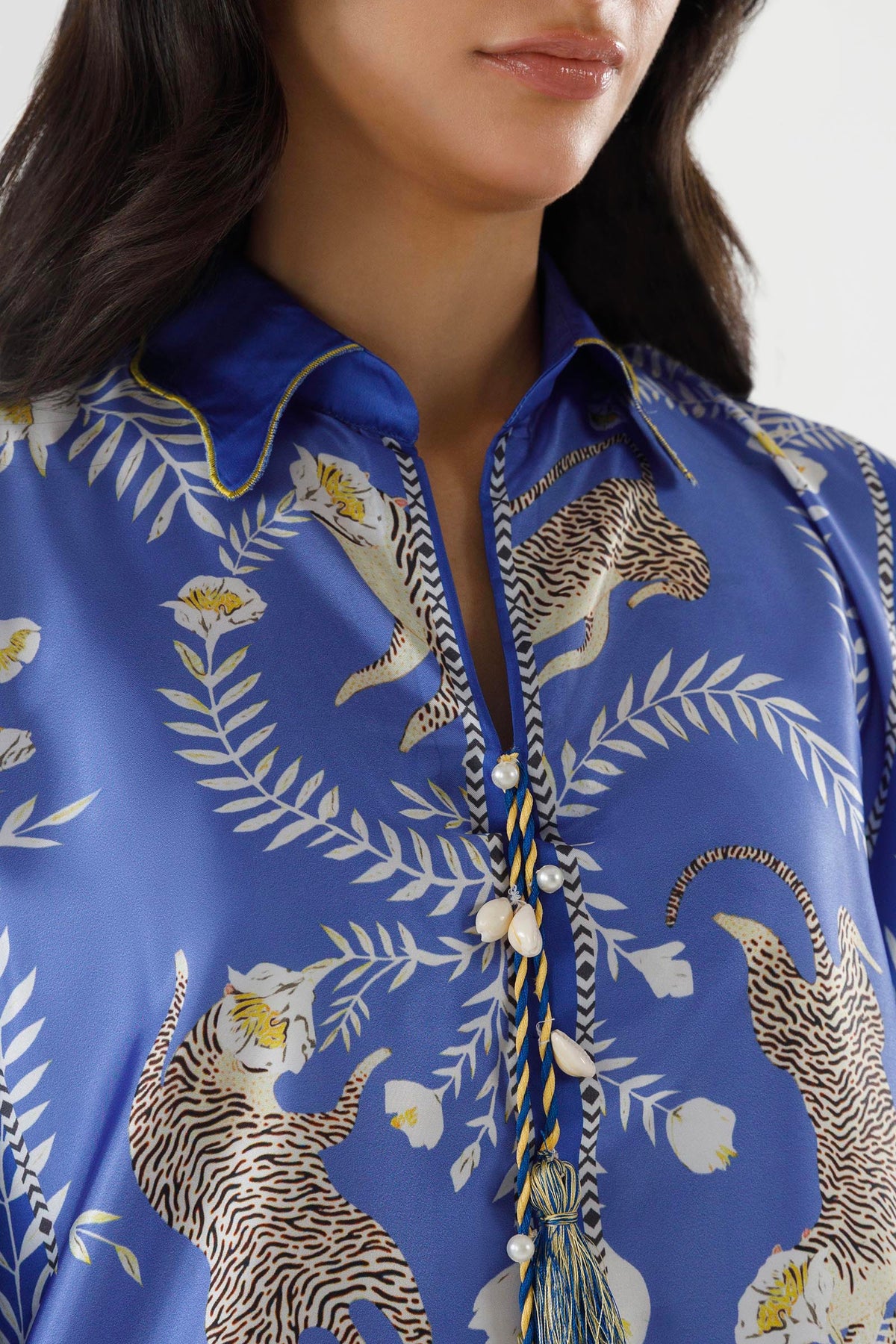 Stitched Printed Satin Shirt+ Culotte