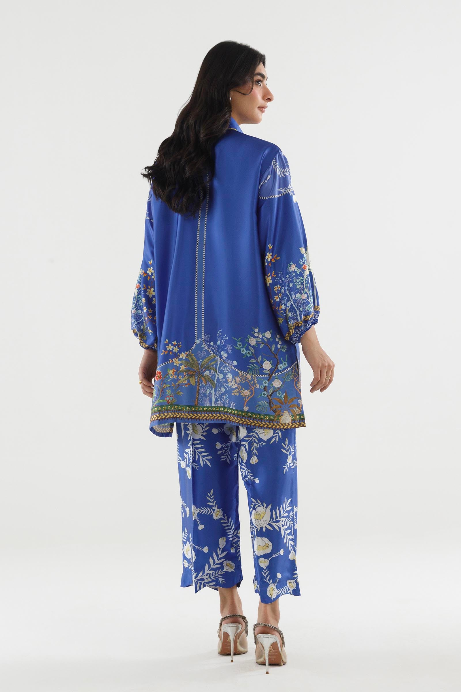 Stitched Printed Satin Shirt+ Culotte
