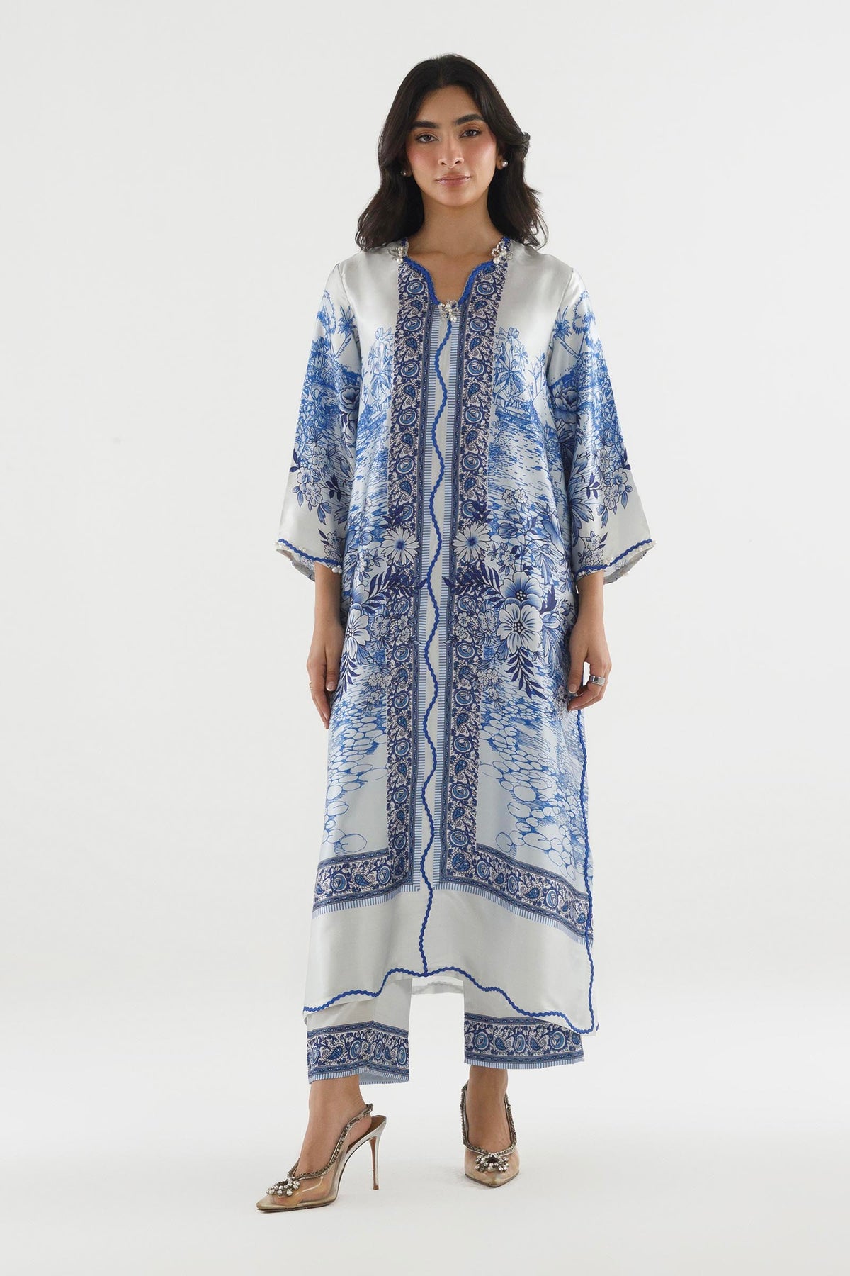 Stitched Printed Satin Shirt+ Culotte