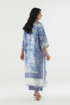 Stitched Printed Satin Shirt+ Culotte